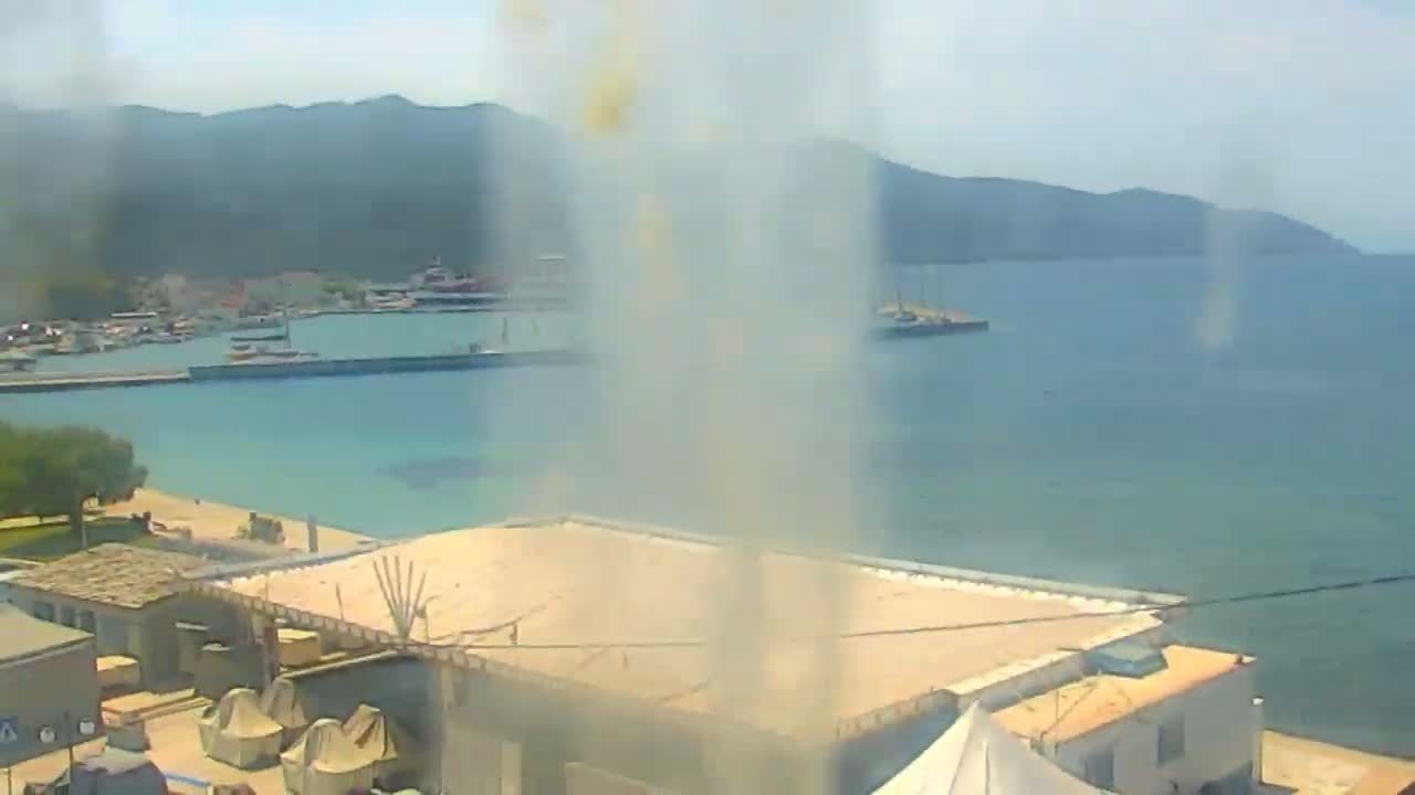 Thasos City & Aegean Sea Thasopoula Island View Live Cam - Limenas, Thasos, East Macedonia and Thrace (Anatolikís Makedonías kai Thrákis), Greece