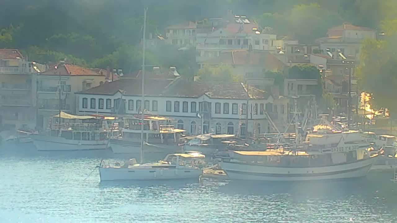Thasos City & Aegean Sea Thasopoula Island View Live Cam - Limenas, Thasos, East Macedonia and Thrace (Anatolikís Makedonías kai Thrákis), Greece
