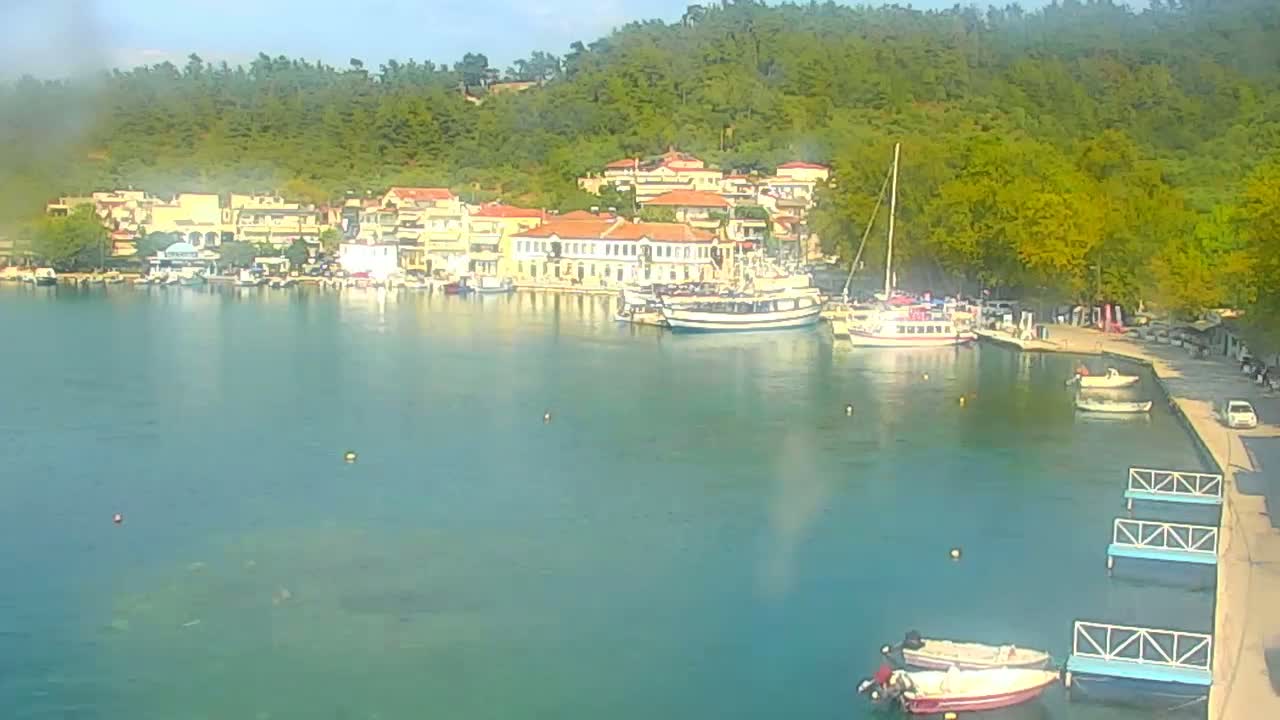 Thasos City & Aegean Sea Thasopoula Island View Live Cam - Limenas, Thasos, East Macedonia and Thrace (Anatolikís Makedonías kai Thrákis), Greece