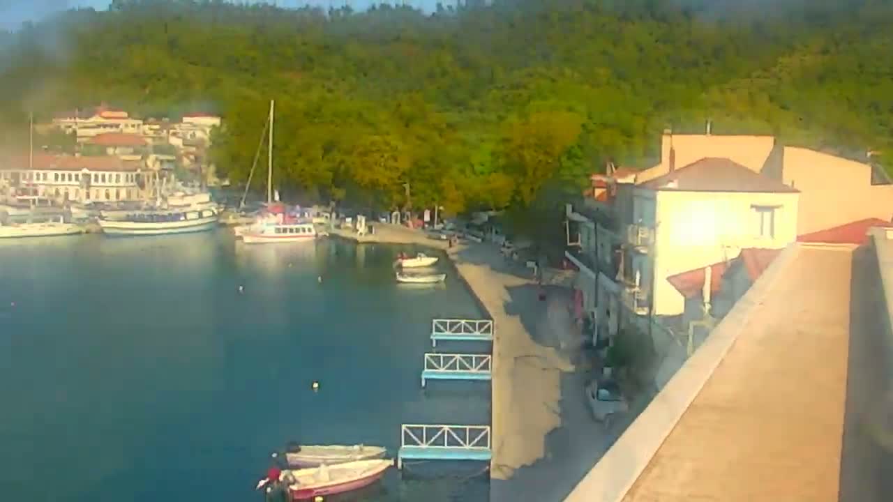 Thasos City & Aegean Sea Thasopoula Island View Live Cam - Limenas, Thasos, East Macedonia and Thrace (Anatolikís Makedonías kai Thrákis), Greece