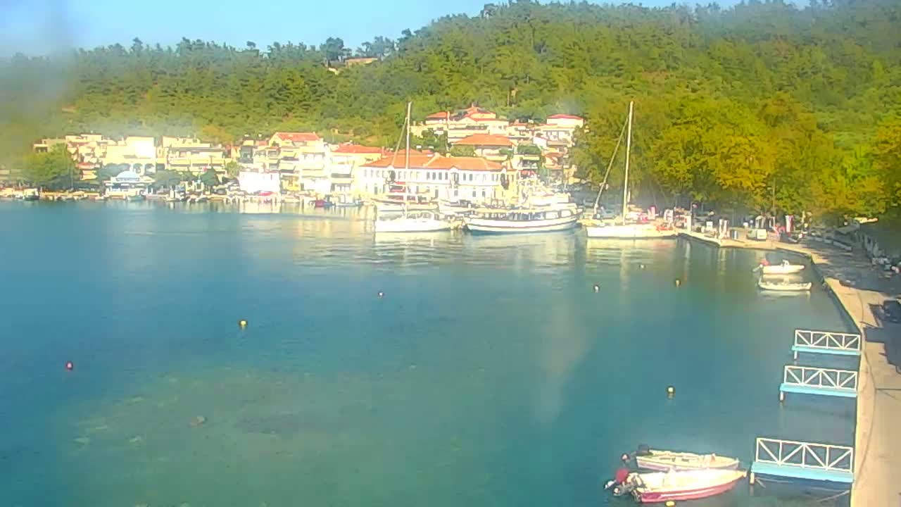 Thasos City & Aegean Sea Thasopoula Island View Live Cam - Limenas, Thasos, East Macedonia and Thrace (Anatolikís Makedonías kai Thrákis), Greece