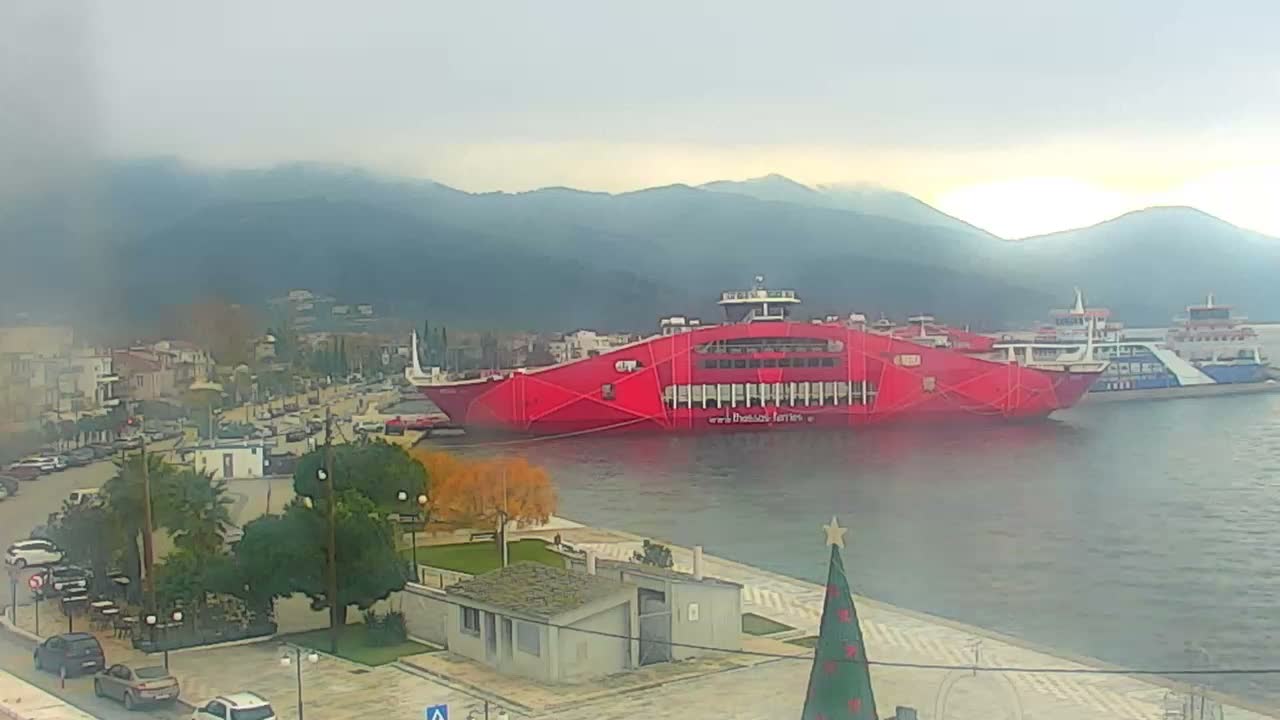 Thasos City & Aegean Sea Thasopoula Island View Live Cam - Limenas, Thasos, East Macedonia and Thrace (Anatolikís Makedonías kai Thrákis), Greece