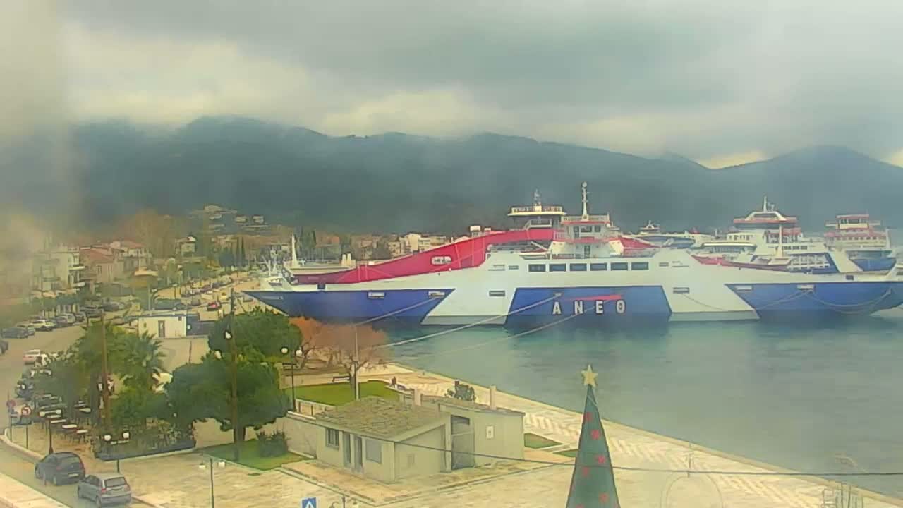 Thasos City & Aegean Sea Thasopoula Island View Live Cam - Limenas, Thasos, East Macedonia and Thrace (Anatolikís Makedonías kai Thrákis), Greece