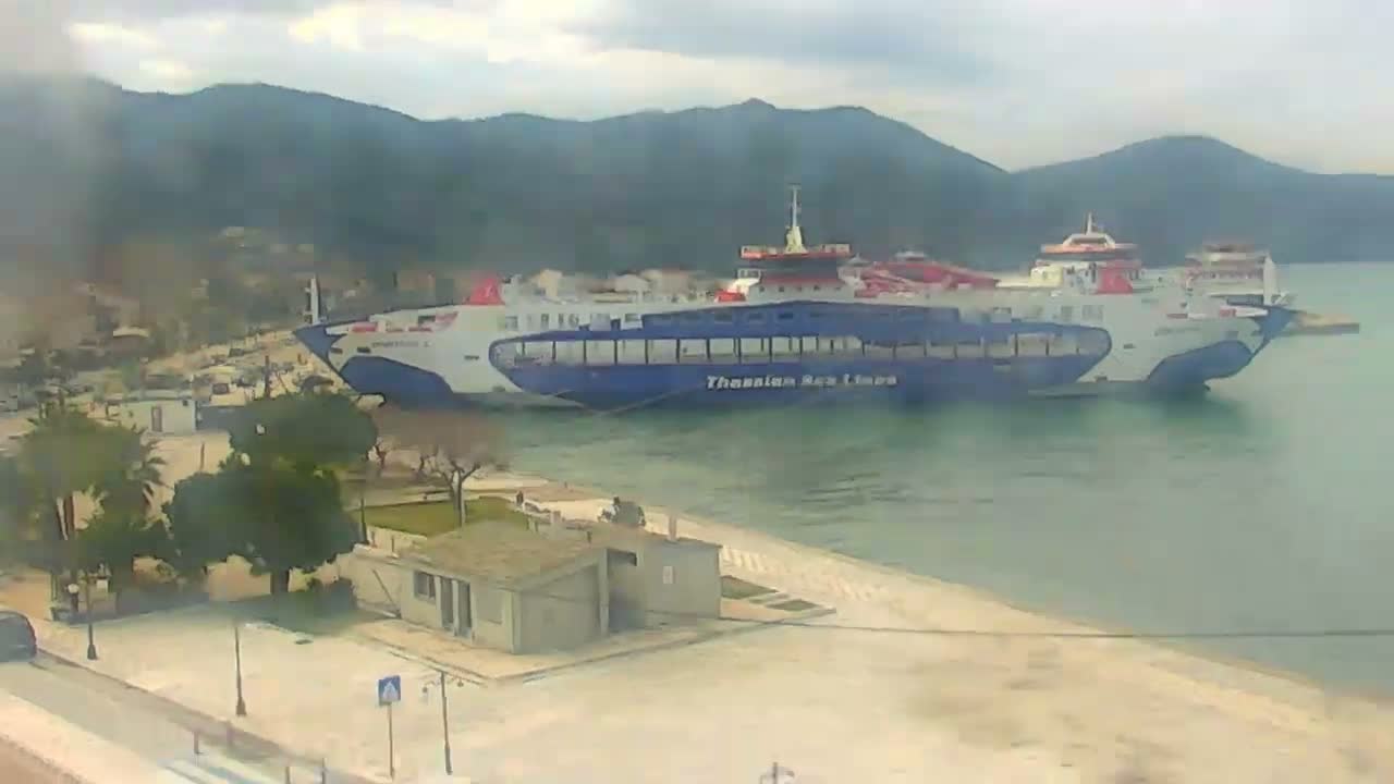 Thasos City & Aegean Sea Thasopoula Island View Live Cam - Limenas, Thasos, East Macedonia and Thrace (Anatolikís Makedonías kai Thrákis), Greece