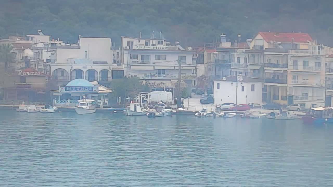 Thasos City & Aegean Sea Thasopoula Island View Live Cam - Limenas, Thasos, East Macedonia and Thrace (Anatolikís Makedonías kai Thrákis), Greece