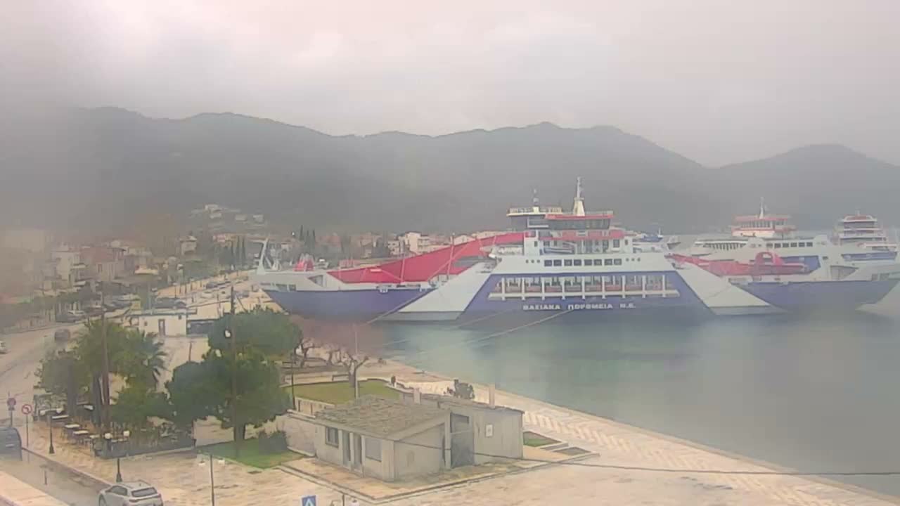 Thasos City & Aegean Sea Thasopoula Island View Live Cam - Limenas, Thasos, East Macedonia and Thrace (Anatolikís Makedonías kai Thrákis), Greece