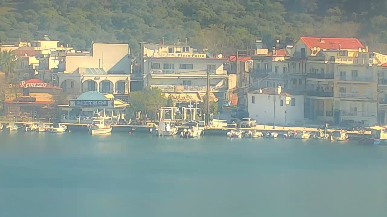 Thasos City & Aegean Sea Thasopoula Island View Live Cam - Limenas, Thasos, East Macedonia and Thrace (Anatolikís Makedonías kai Thrákis), Greece