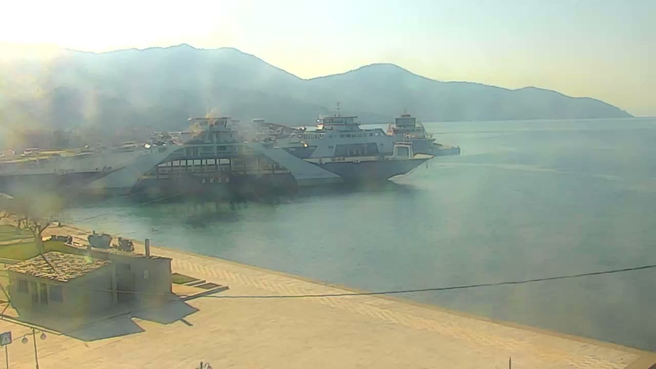 Thasos City & Aegean Sea Thasopoula Island View Live Cam - Limenas, Thasos, East Macedonia and Thrace (Anatolikís Makedonías kai Thrákis), Greece