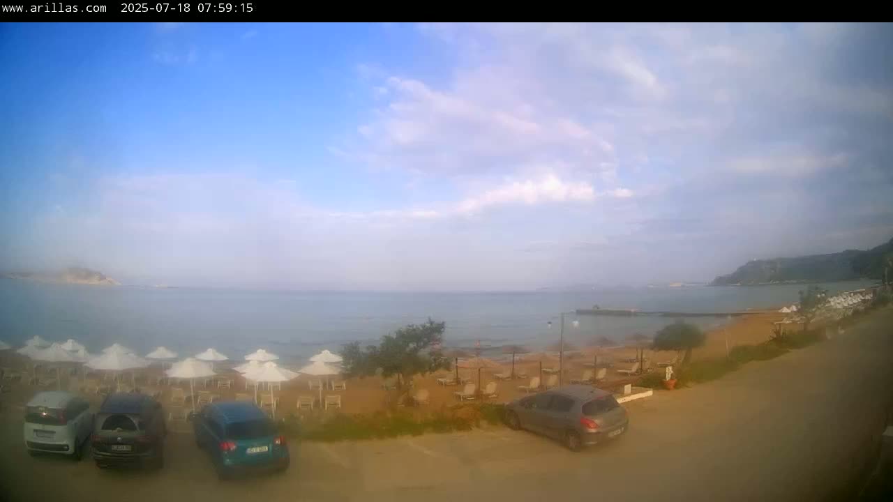 Corfu, Paralia Arillas Beach Live Cam - Arillas, North Corfu (Vóreia Kérkyra), Corfu (Kérkyra), Ionian Islands (Periféreia Ioníon Níson), Greece