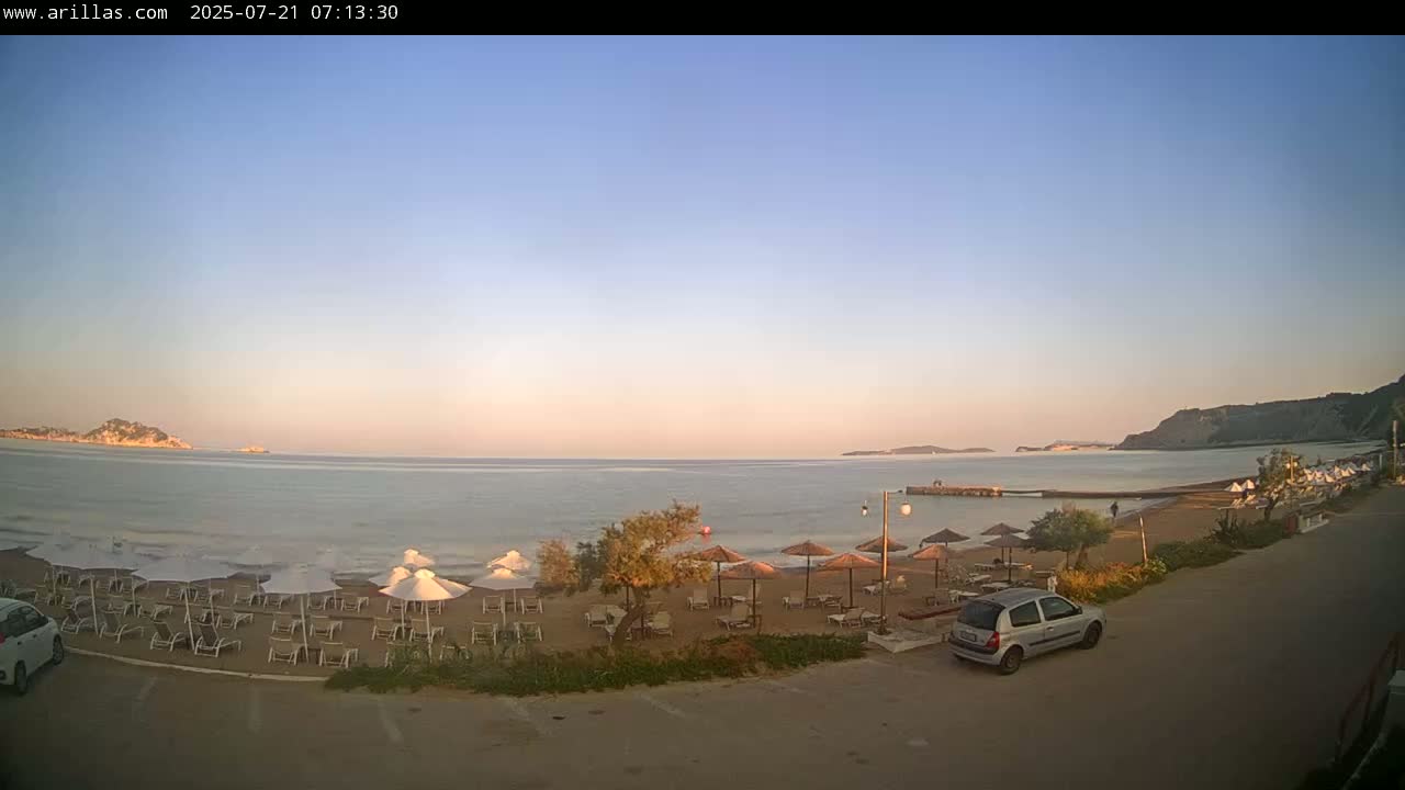 Corfu, Paralia Arillas Beach Live Cam - Arillas Agiou Georgiou, North Corfu (Vóreia Kérkyra), Corfu (Kérkyra), Ionian Islands (Periféreia Ioníon Níson), Greece