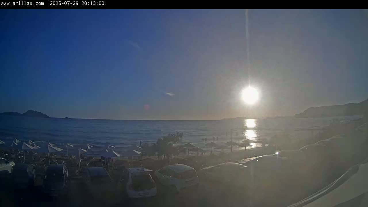Corfu, Paralia Arillas Beach Live Cam - Arillas Agiou Georgiou, North Corfu (Vóreia Kérkyra), Corfu (Kérkyra), Ionian Islands (Periféreia Ioníon Níson), Greece