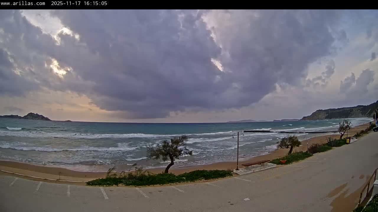 Corfu, Paralia Arillas Beach Live Cam - Arillas Agiou Georgiou, North Corfu (Vóreia Kérkyra), Corfu (Kérkyra), Ionian Islands (Periféreia Ioníon Níson), Greece