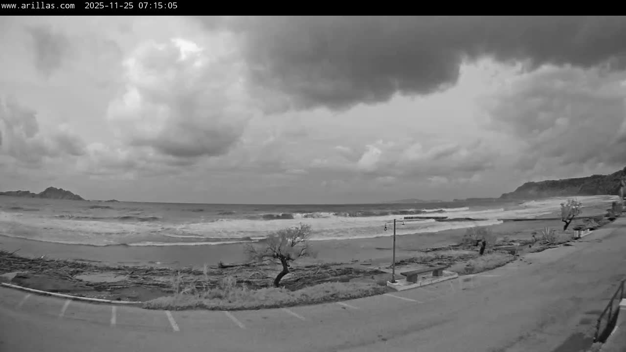 Corfu, Paralia Arillas Beach Live Cam - Arillas Agiou Georgiou, North Corfu (Vóreia Kérkyra), Corfu (Kérkyra), Ionian Islands (Periféreia Ioníon Níson), Greece