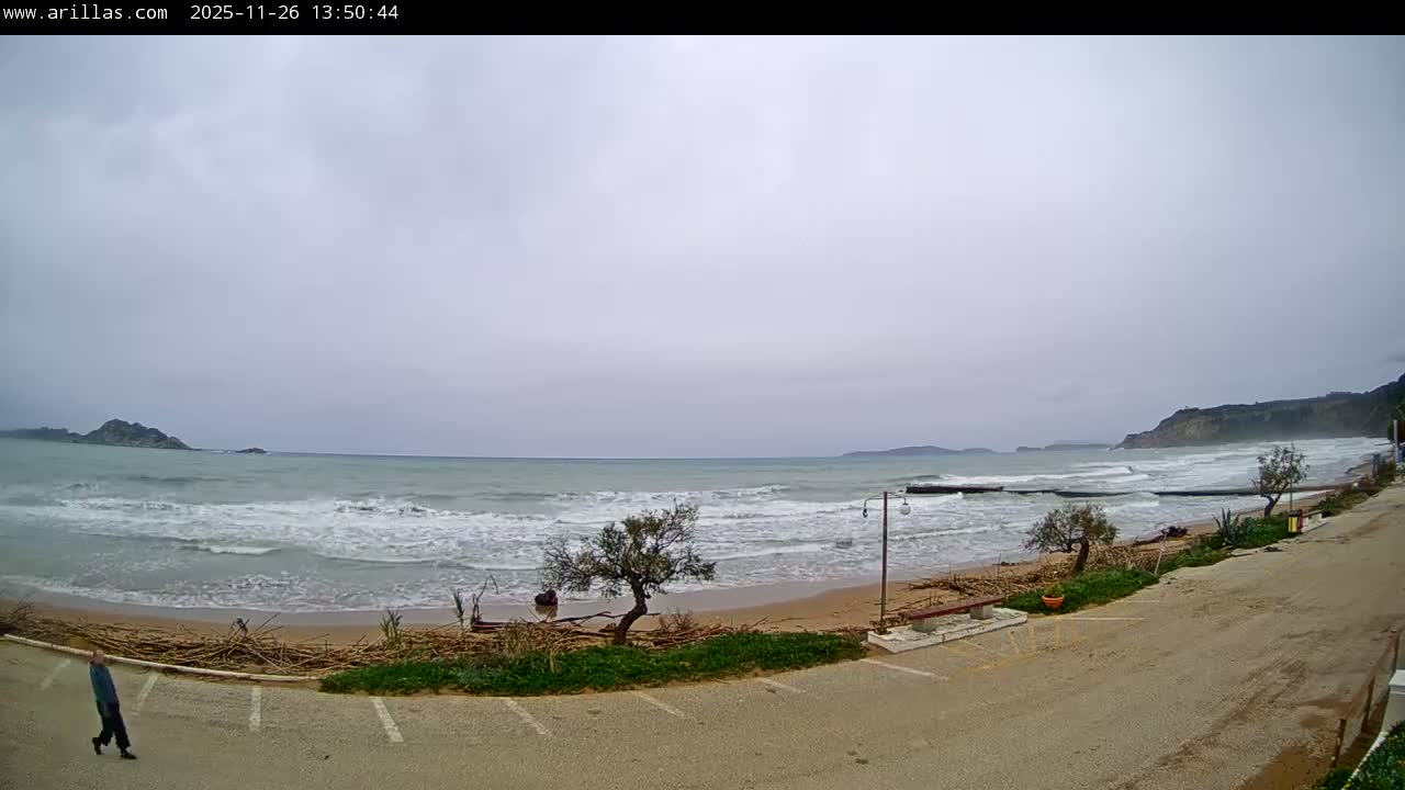 Corfu, Paralia Arillas Beach Live Cam - Arillas Agiou Georgiou, North Corfu (Vóreia Kérkyra), Corfu (Kérkyra), Ionian Islands (Periféreia Ioníon Níson), Greece
