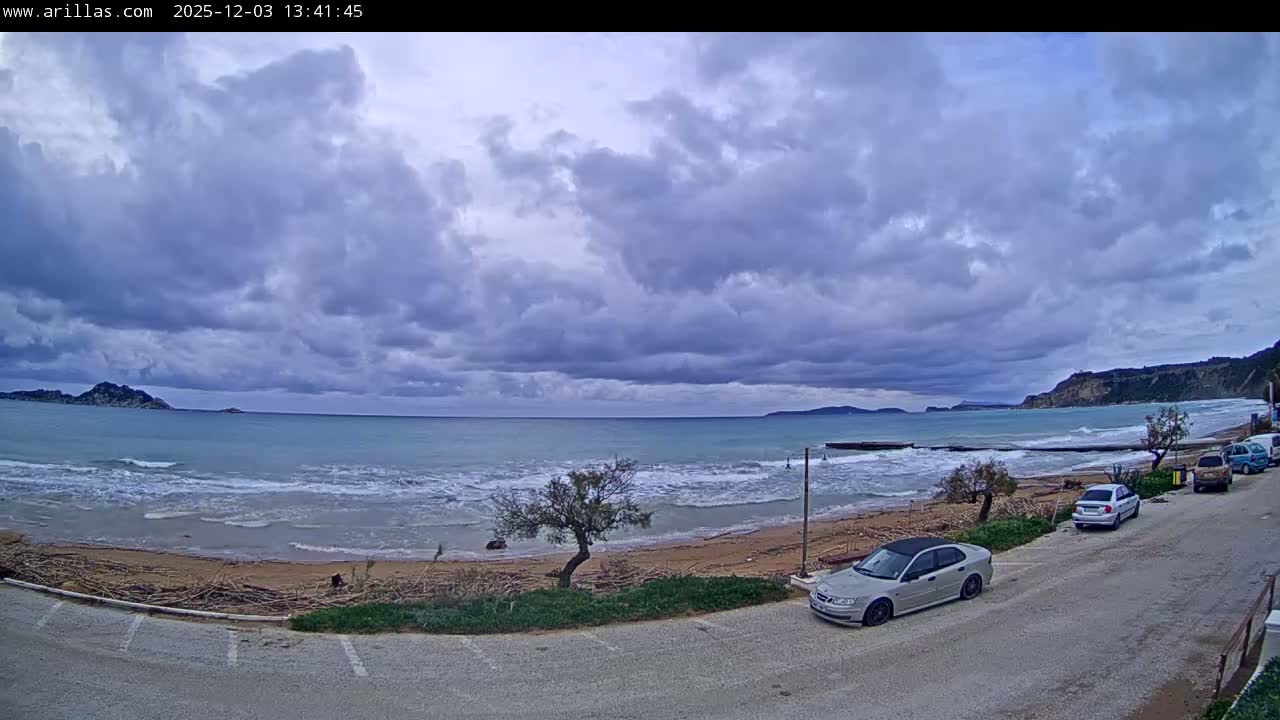 Corfu, Paralia Arillas Beach Live Cam - Arillas Agiou Georgiou, North Corfu (Vóreia Kérkyra), Corfu (Kérkyra), Ionian Islands (Periféreia Ioníon Níson), Greece