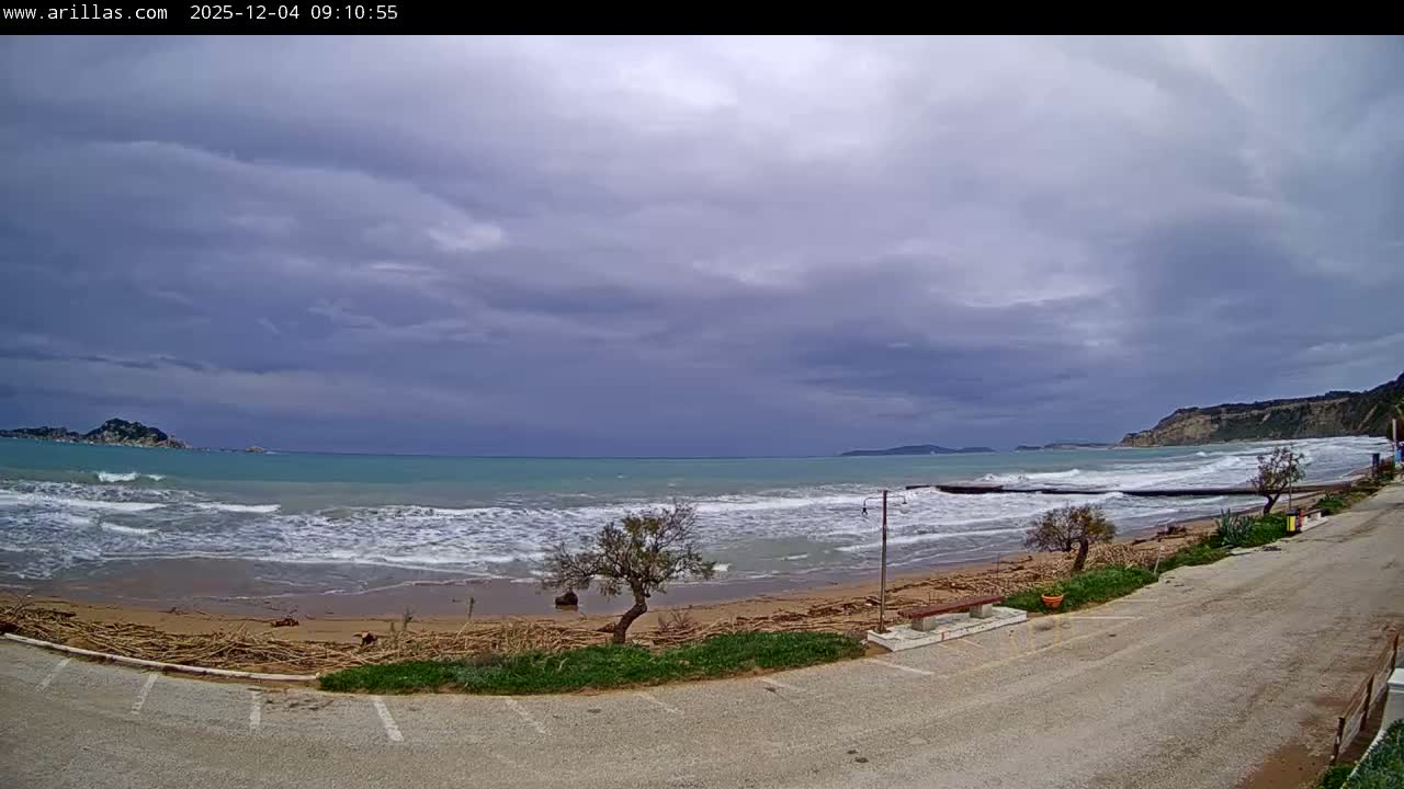 Corfu, Paralia Arillas Beach Live Cam - Arillas Agiou Georgiou, North Corfu (Vóreia Kérkyra), Corfu (Kérkyra), Ionian Islands (Periféreia Ioníon Níson), Greece