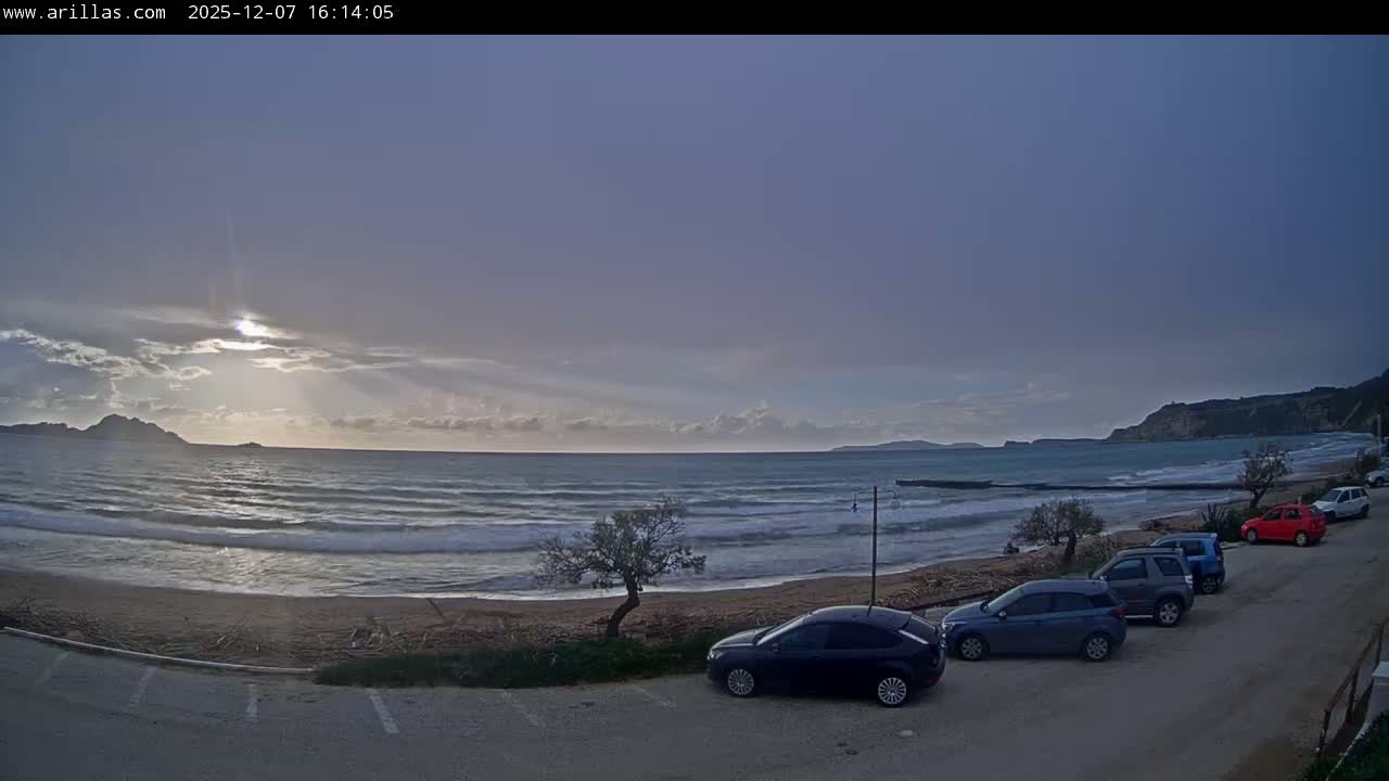 Corfu, Paralia Arillas Beach Live Cam - Arillas Agiou Georgiou, North Corfu (Vóreia Kérkyra), Corfu (Kérkyra), Ionian Islands (Periféreia Ioníon Níson), Greece