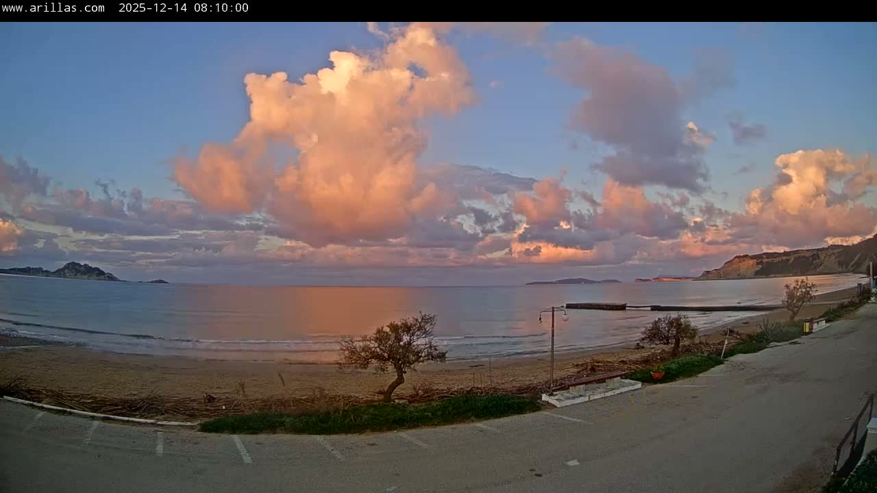 Corfu, Paralia Arillas Beach Live Cam - Arillas Agiou Georgiou, North Corfu (Vóreia Kérkyra), Corfu (Kérkyra), Ionian Islands (Periféreia Ioníon Níson), Greece