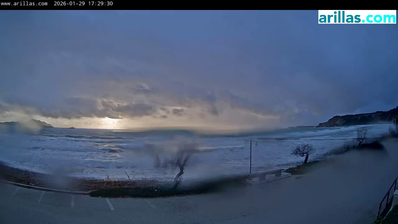 Corfu, Paralia Arillas Beach Live Cam - Arillas Agiou Georgiou, North Corfu (Vóreia Kérkyra), Corfu (Kérkyra), Ionian Islands (Periféreia Ioníon Níson), Greece