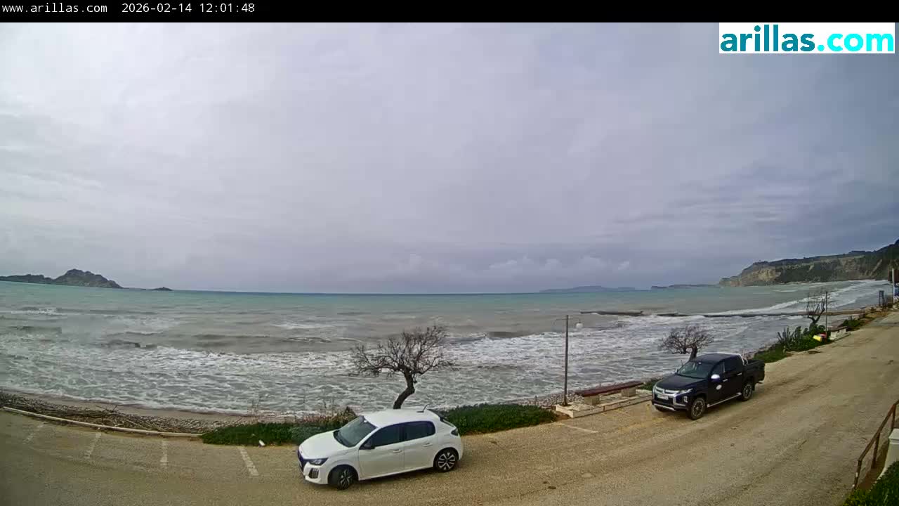 Corfu, Paralia Arillas Beach Live Cam - Arillas Agiou Georgiou, North Corfu (Vóreia Kérkyra), Corfu (Kérkyra), Ionian Islands (Periféreia Ioníon Níson), Greece