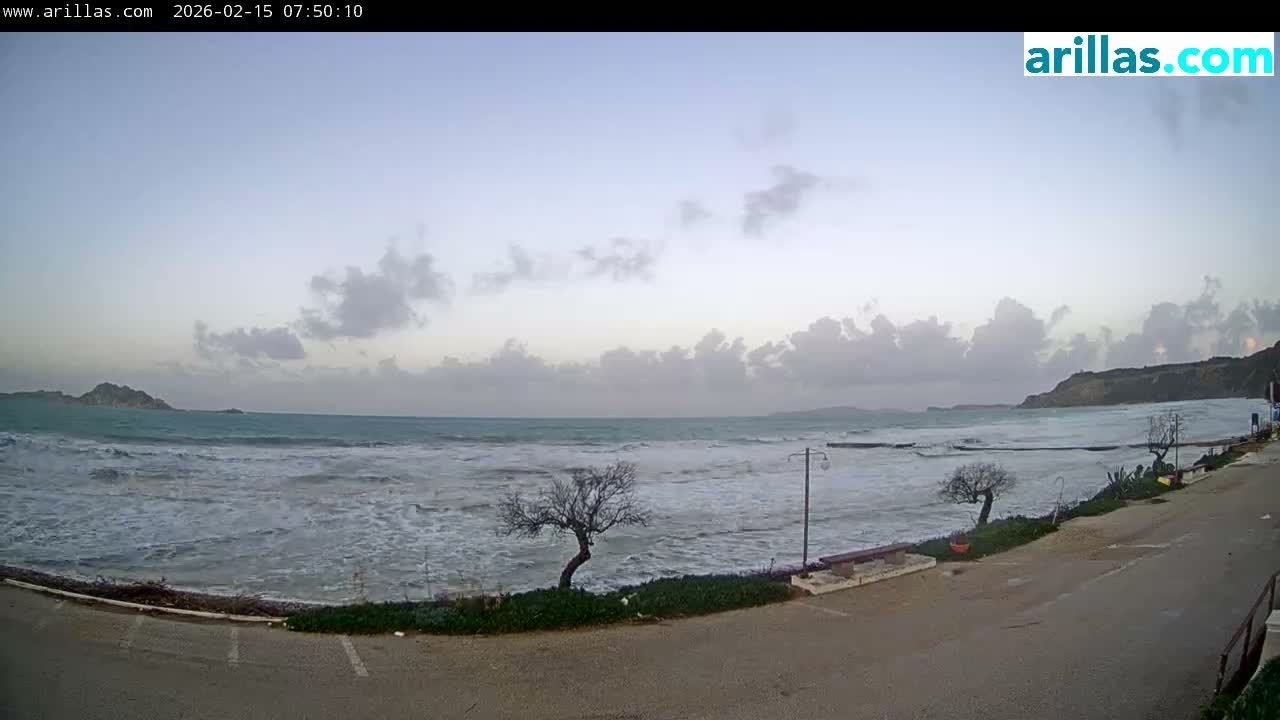 Corfu, Paralia Arillas Beach Live Cam - Arillas Agiou Georgiou, North Corfu (Vóreia Kérkyra), Corfu (Kérkyra), Ionian Islands (Periféreia Ioníon Níson), Greece