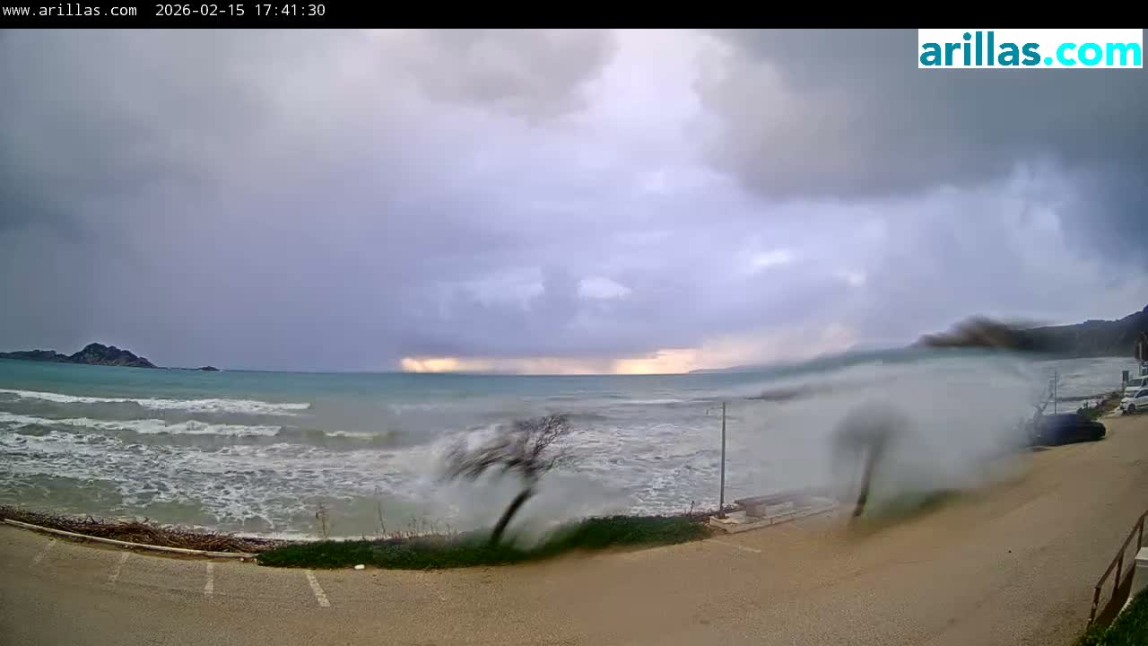 Corfu, Paralia Arillas Beach Live Cam - Arillas Agiou Georgiou, North Corfu (Vóreia Kérkyra), Corfu (Kérkyra), Ionian Islands (Periféreia Ioníon Níson), Greece