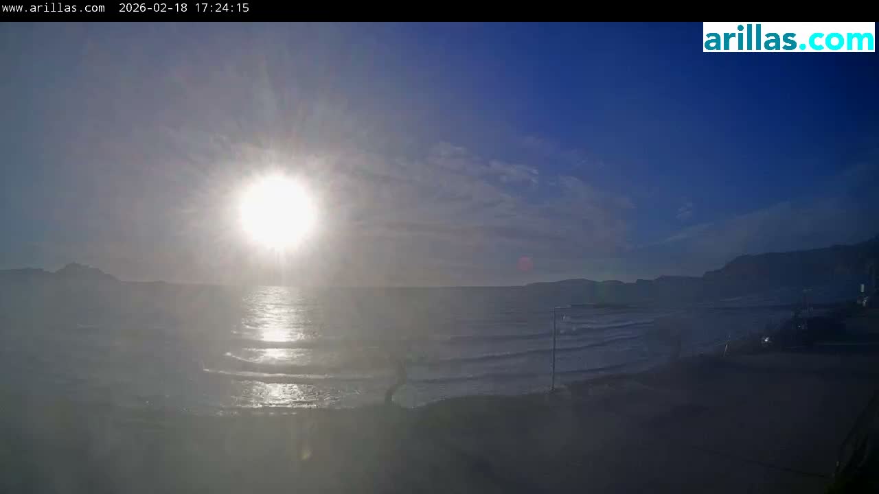 Corfu, Paralia Arillas Beach Live Cam - Arillas Agiou Georgiou, North Corfu (Vóreia Kérkyra), Corfu (Kérkyra), Ionian Islands (Periféreia Ioníon Níson), Greece
