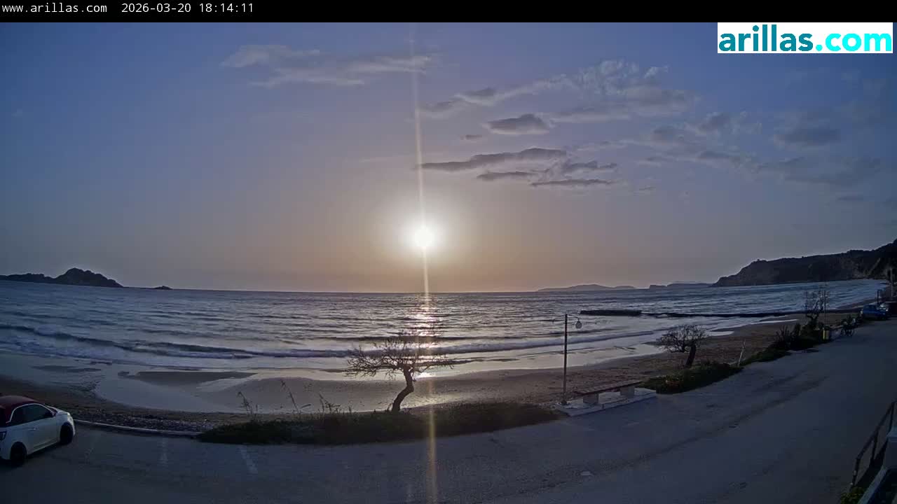 Corfu, Paralia Arillas Beach Live Cam - Arillas Agiou Georgiou, North Corfu (Vóreia Kérkyra), Corfu (Kérkyra), Ionian Islands (Periféreia Ioníon Níson), Greece
