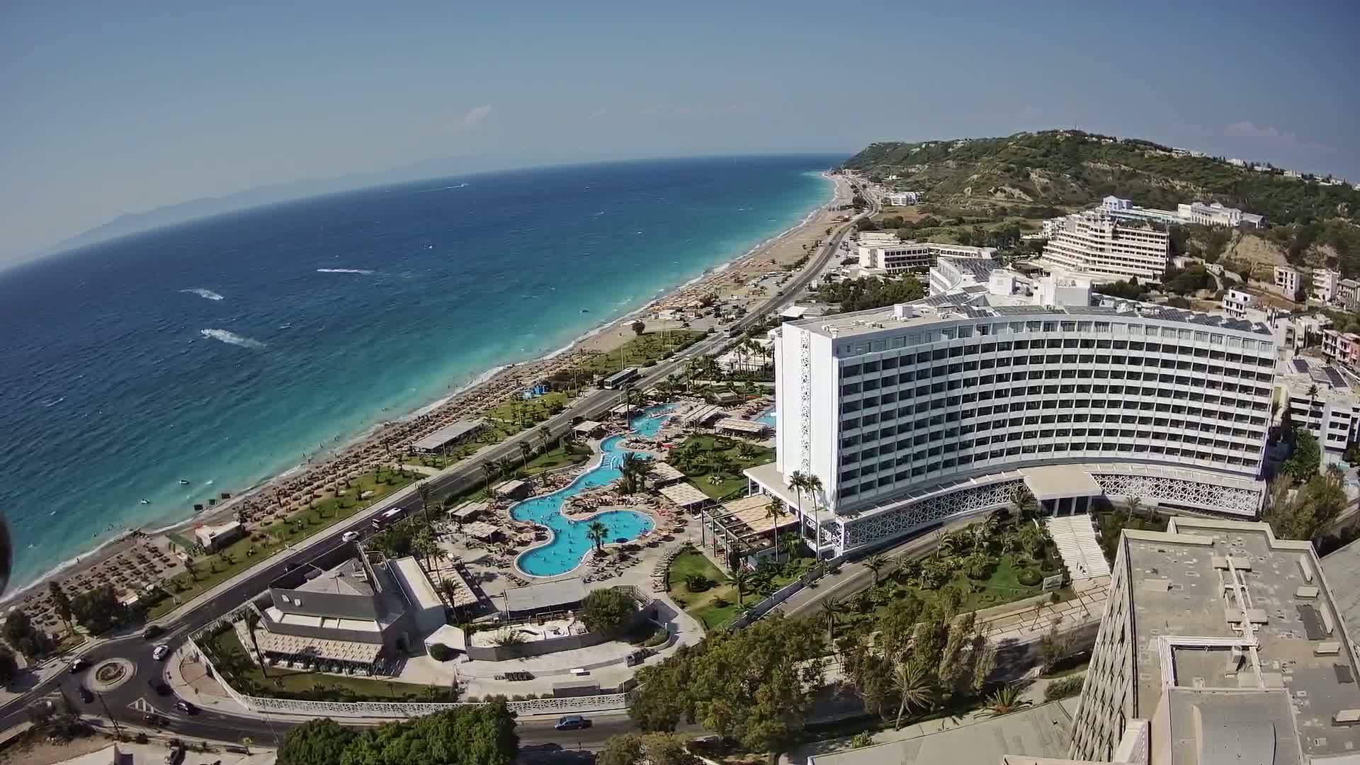 Rhodes, Paralia Ixia Beach Live Cam - Ialysos, Rhodes (Ródos), Dodacanese, South Aegean (Periféreia Notíou Aigaíou), Greece