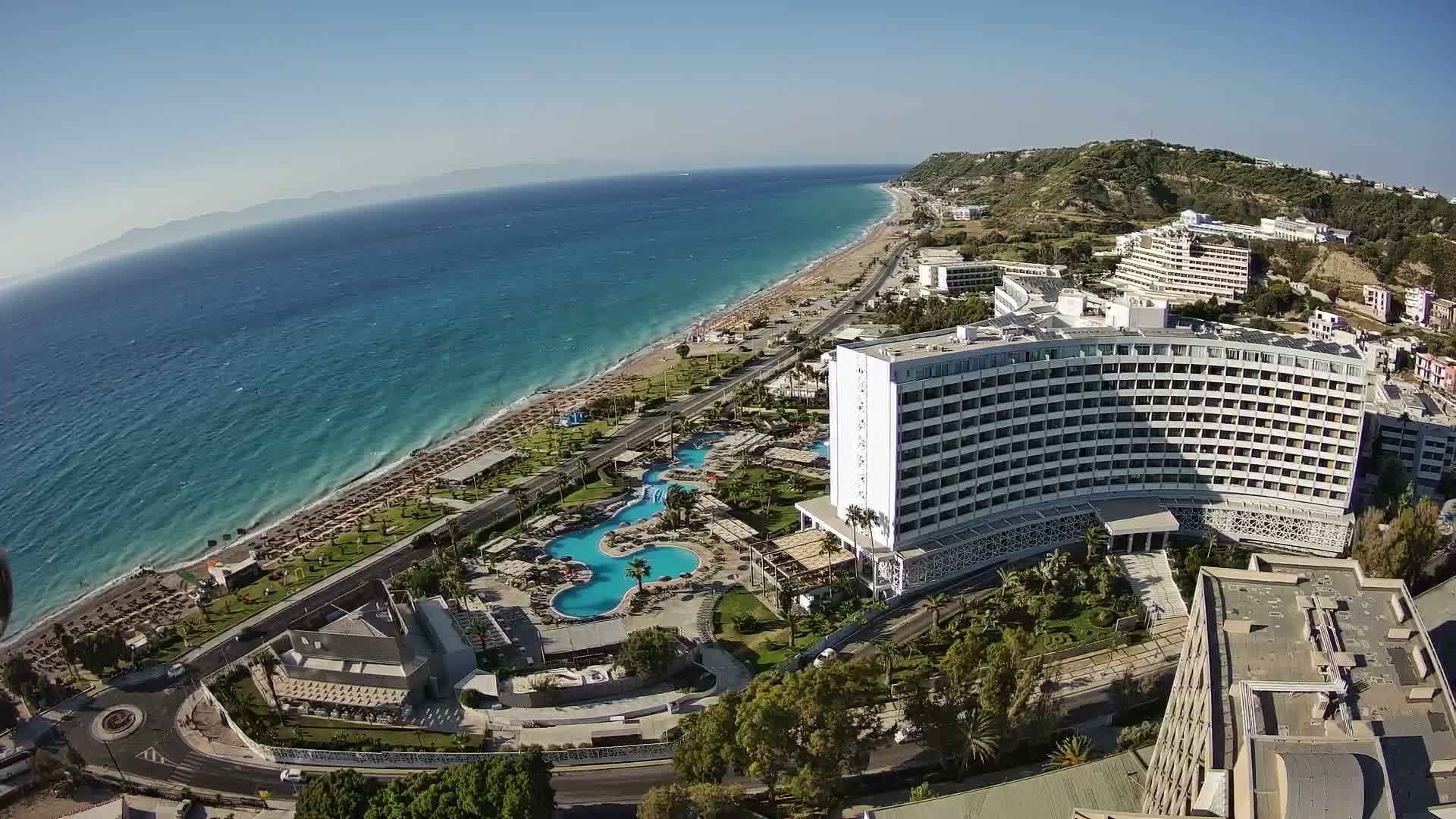 Rhodes, Paralia Ixia Beach Live Cam - Ialysos, Rhodes (Ródos), Dodacanese, South Aegean (Periféreia Notíou Aigaíou), Greece