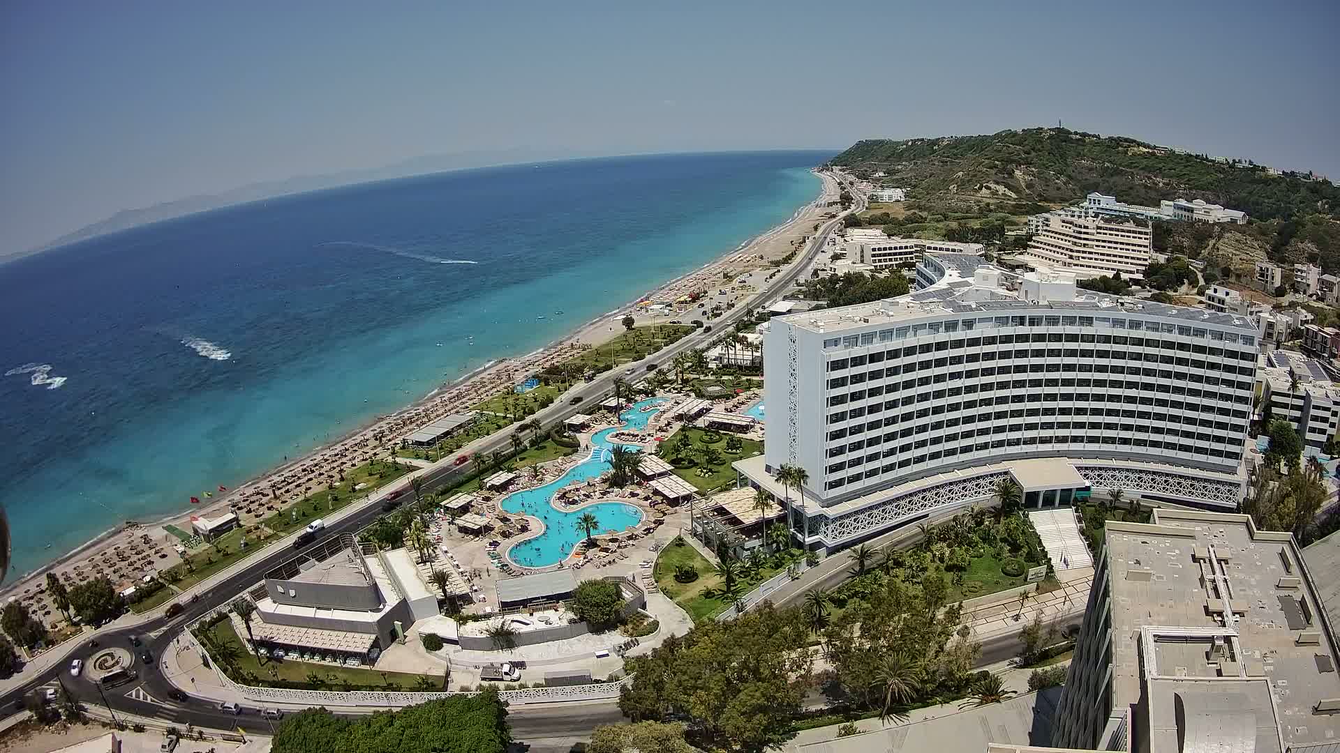 Rhodes, Paralia Ixia Beach Live Cam - Ialysos, Rhodes (Ródos), Dodacanese, South Aegean (Periféreia Notíou Aigaíou), Greece