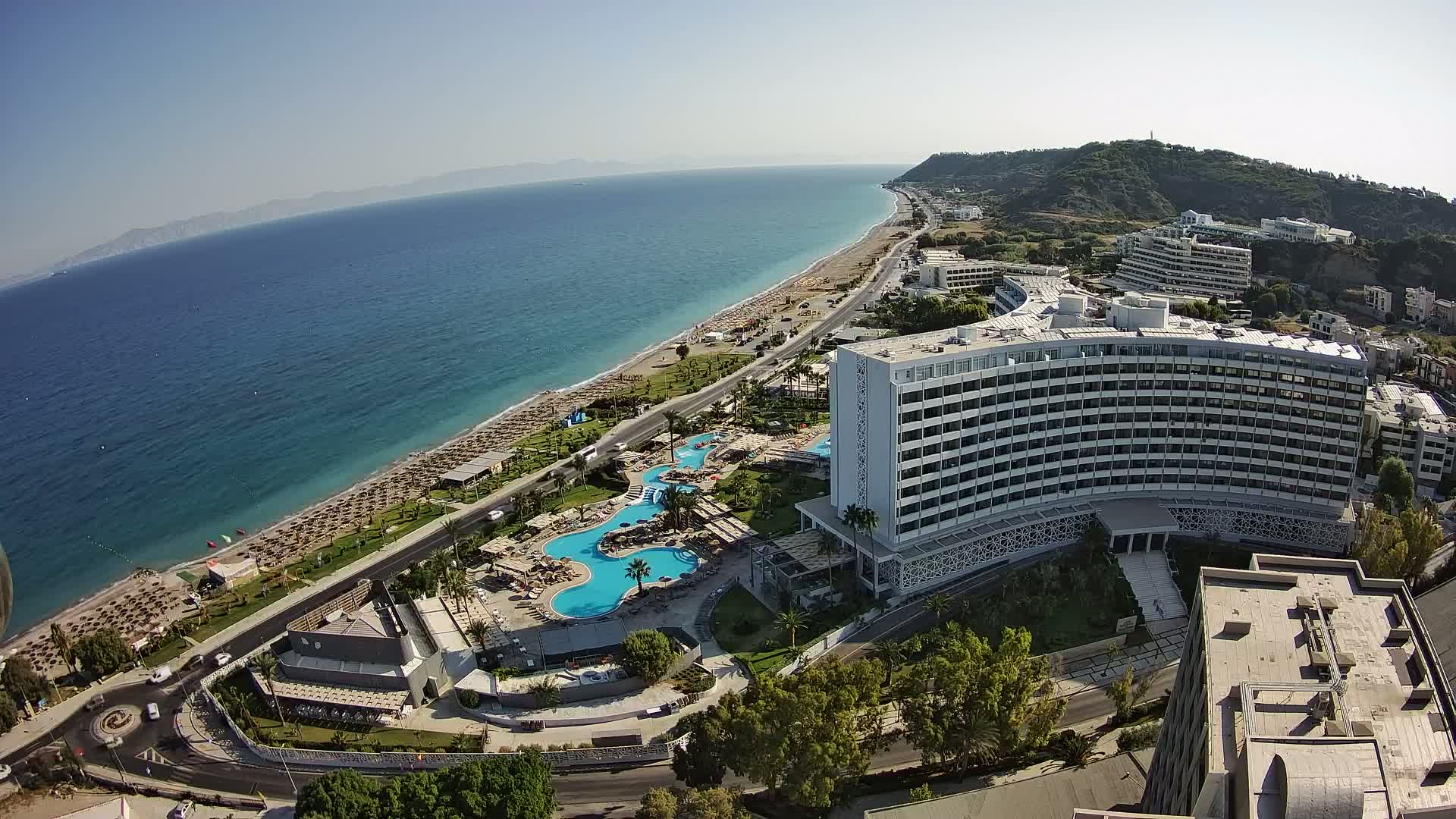 Rhodes, Paralia Ixia Beach Live Cam - Ialysos, Rhodes (Ródos), Dodacanese, South Aegean (Periféreia Notíou Aigaíou), Greece