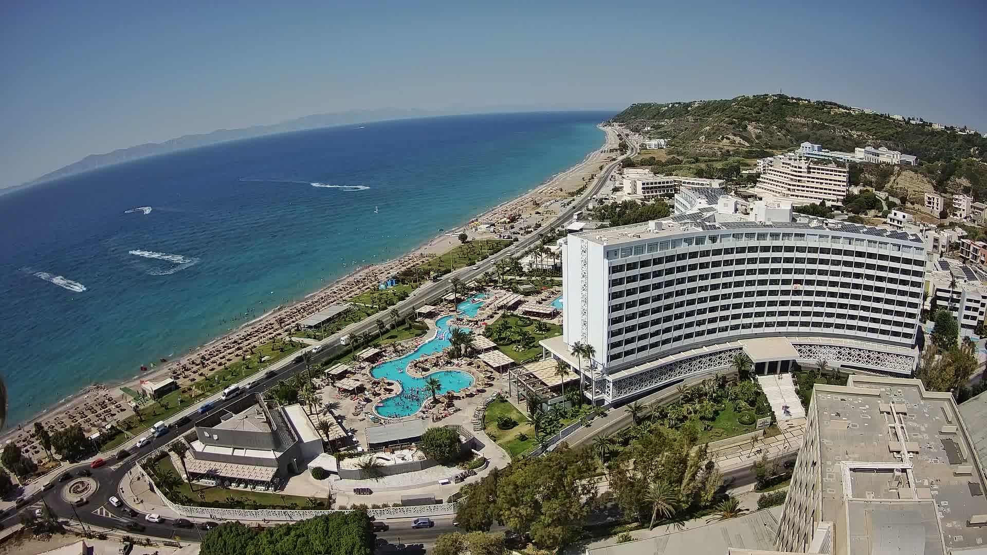 Rhodes, Paralia Ixia Beach Live Cam - Ialysos, Rhodes (Ródos), Dodacanese, South Aegean (Periféreia Notíou Aigaíou), Greece