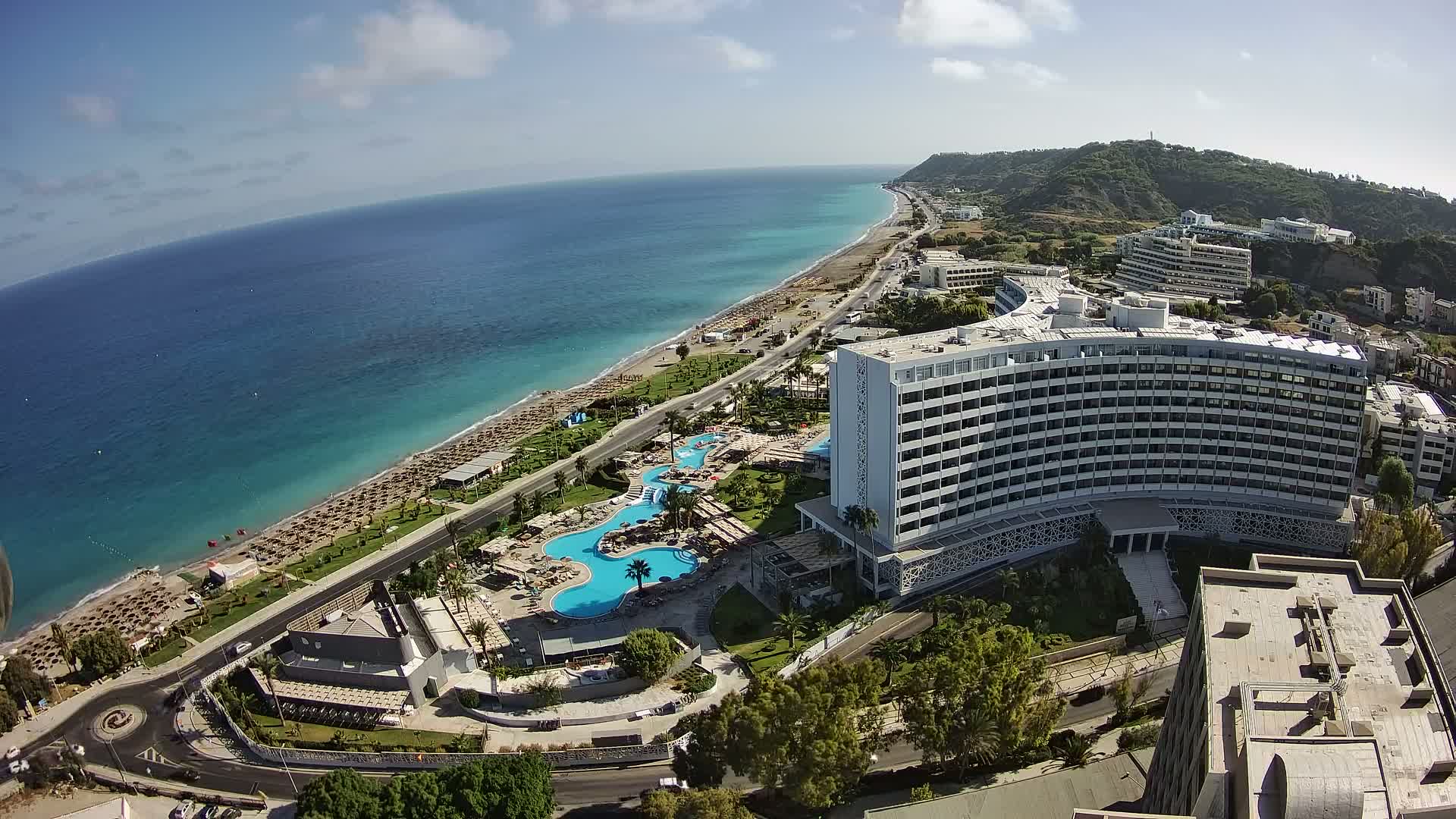 Rhodes, Paralia Ixia Beach Live Cam - Ialysos, Rhodes (Ródos), Dodacanese, South Aegean (Periféreia Notíou Aigaíou), Greece