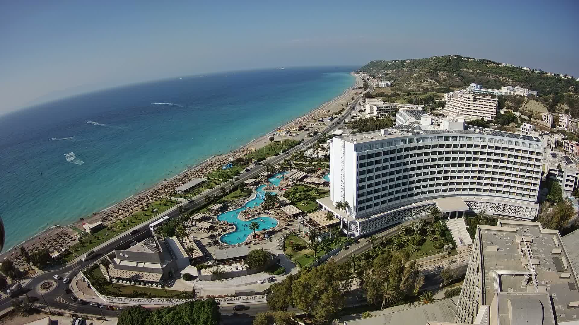 Rhodes, Paralia Ixia Beach Live Cam - Ialysos, Rhodes (Ródos), Dodacanese, South Aegean (Periféreia Notíou Aigaíou), Greece