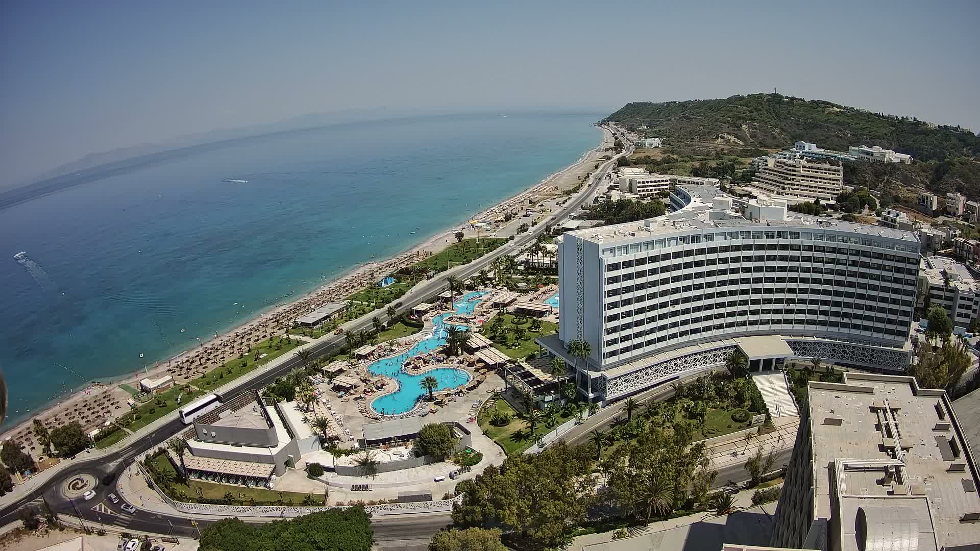 Rhodes, Paralia Ixia Beach Live Cam - Ialysos, Rhodes (Ródos), Dodacanese, South Aegean (Periféreia Notíou Aigaíou), Greece