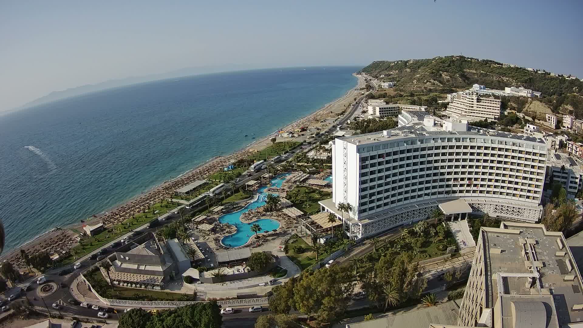 Rhodes, Paralia Ixia Beach Live Cam - Ialysos, Rhodes (Ródos), Dodacanese, South Aegean (Periféreia Notíou Aigaíou), Greece
