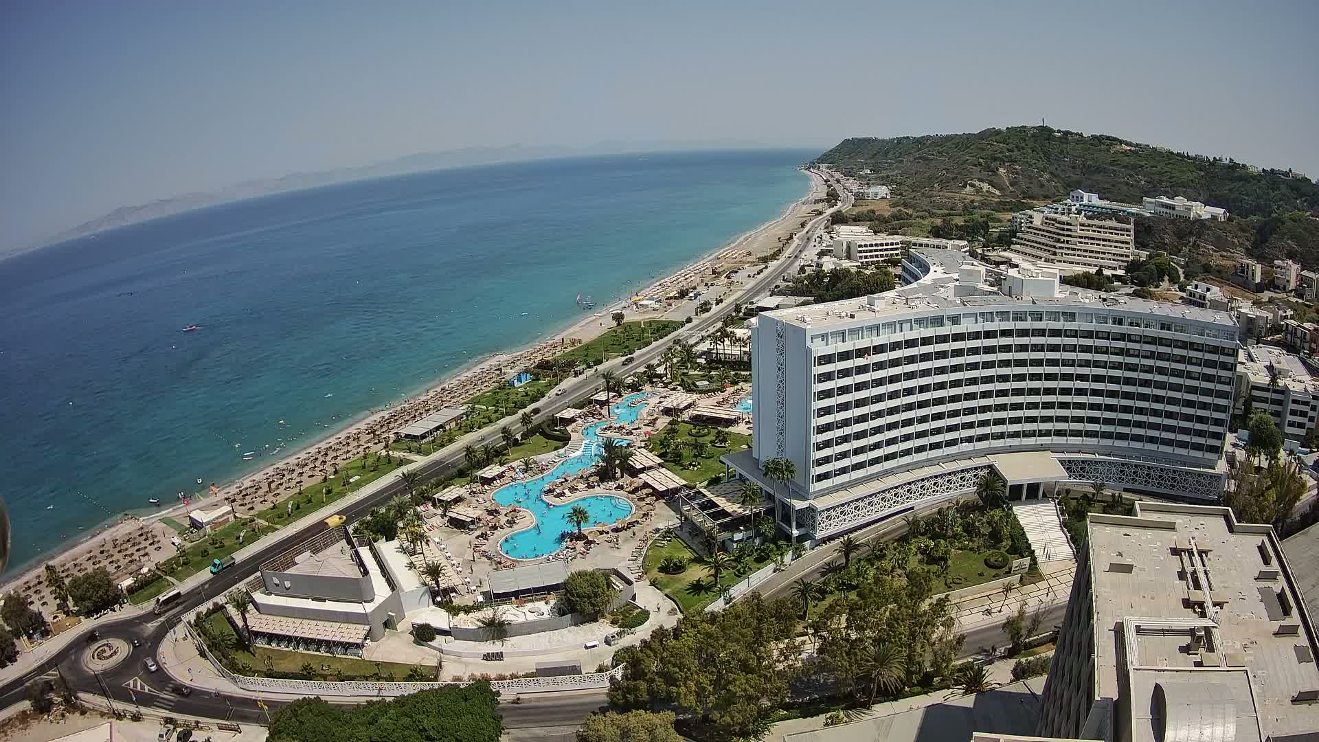 Rhodes, Paralia Ixia Beach Live Cam - Ialysos, Rhodes (Ródos), Dodacanese, South Aegean (Periféreia Notíou Aigaíou), Greece