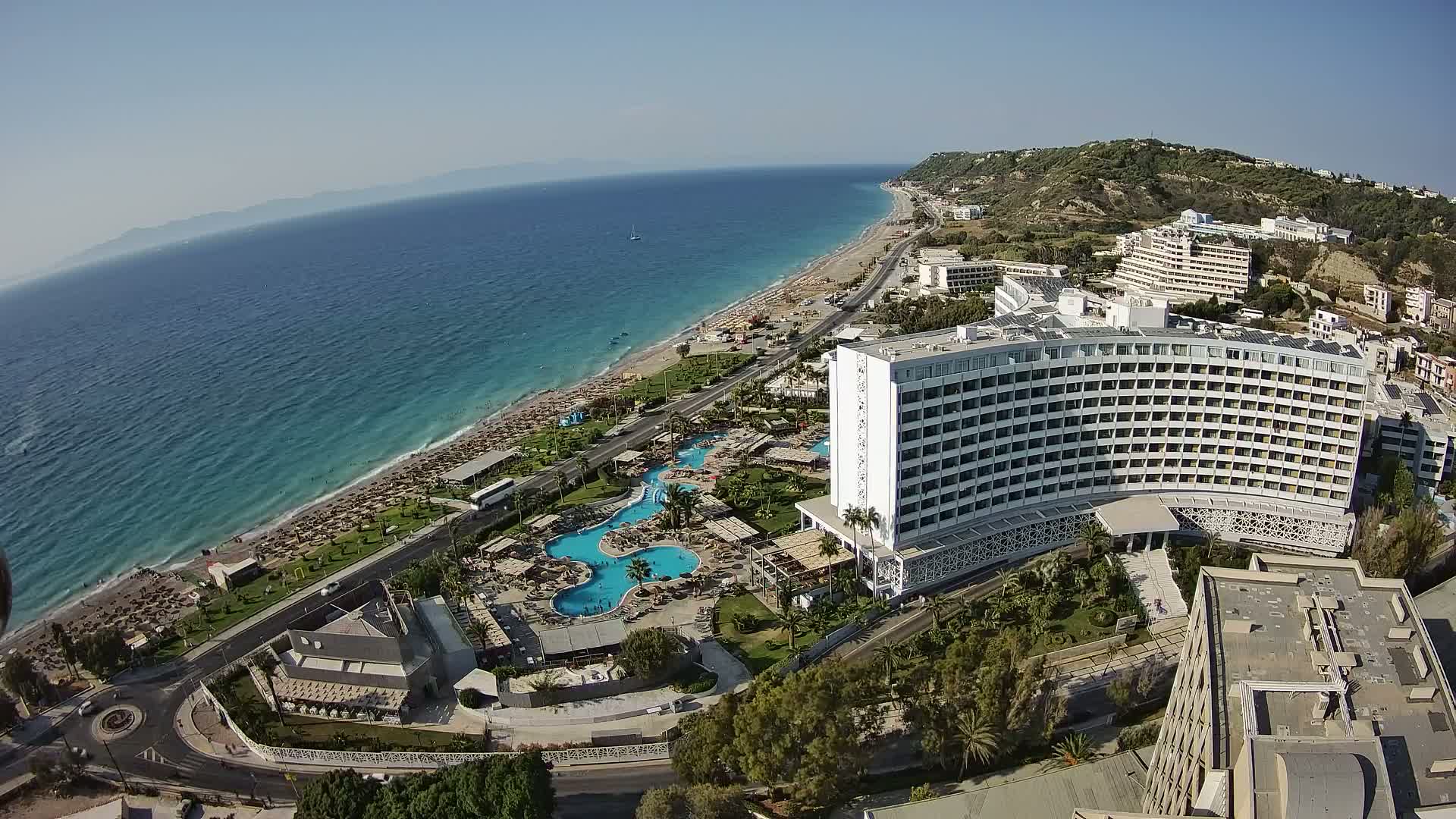 Rhodes, Paralia Ixia Beach Live Cam - Ialysos, Rhodes (Ródos), Dodacanese, South Aegean (Periféreia Notíou Aigaíou), Greece