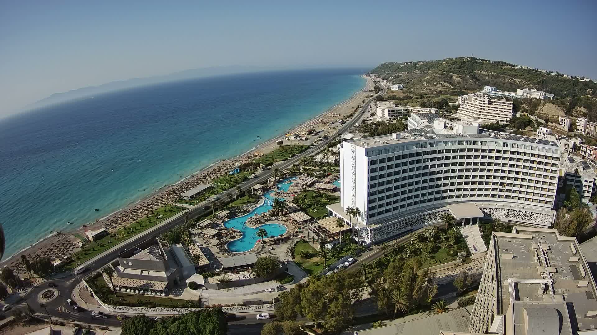 Rhodes, Paralia Ixia Beach Live Cam - Ialysos, Rhodes (Ródos), Dodacanese, South Aegean (Periféreia Notíou Aigaíou), Greece