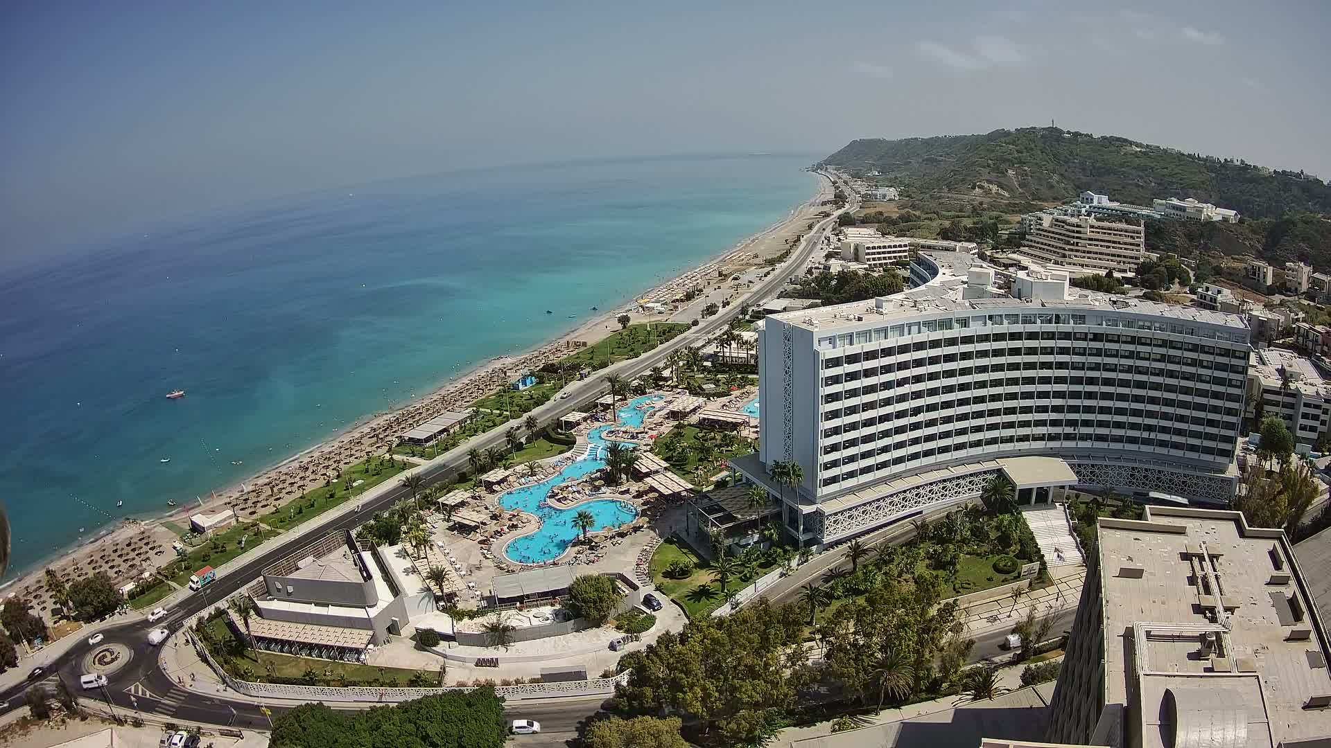 Rhodes, Paralia Ixia Beach Live Cam - Ialysos, Rhodes (Ródos), Dodacanese, South Aegean (Periféreia Notíou Aigaíou), Greece