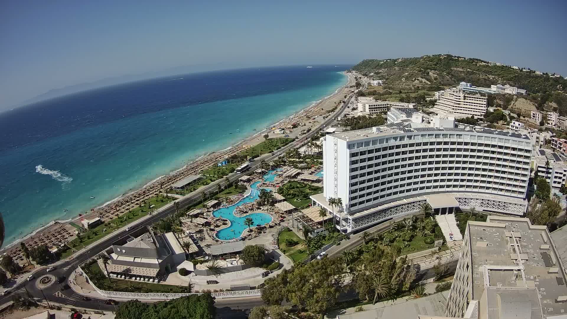 Rhodes, Paralia Ixia Beach Live Cam - Ialysos, Rhodes (Ródos), Dodacanese, South Aegean (Periféreia Notíou Aigaíou), Greece
