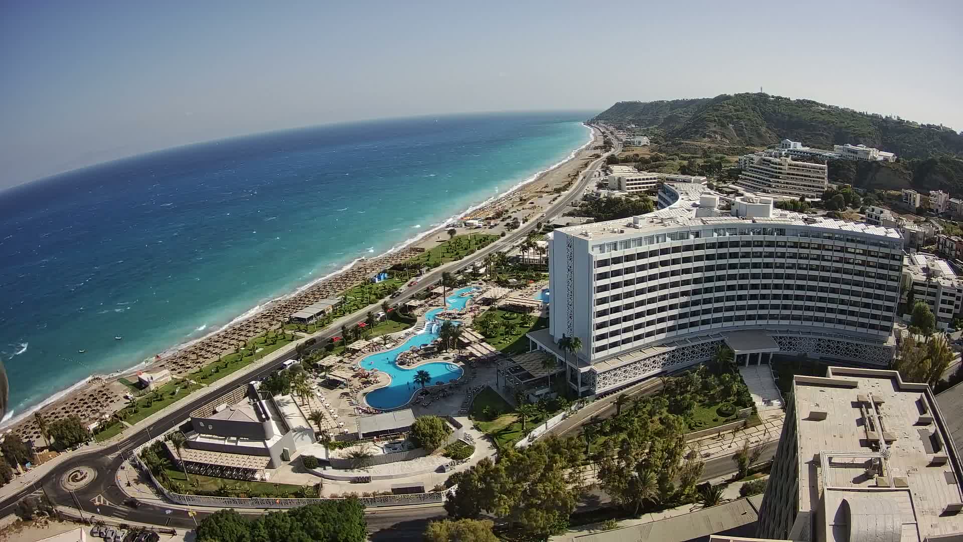 Rhodes, Paralia Ixia Beach Live Cam - Ialysos, Rhodes (Ródos), Dodacanese, South Aegean (Periféreia Notíou Aigaíou), Greece