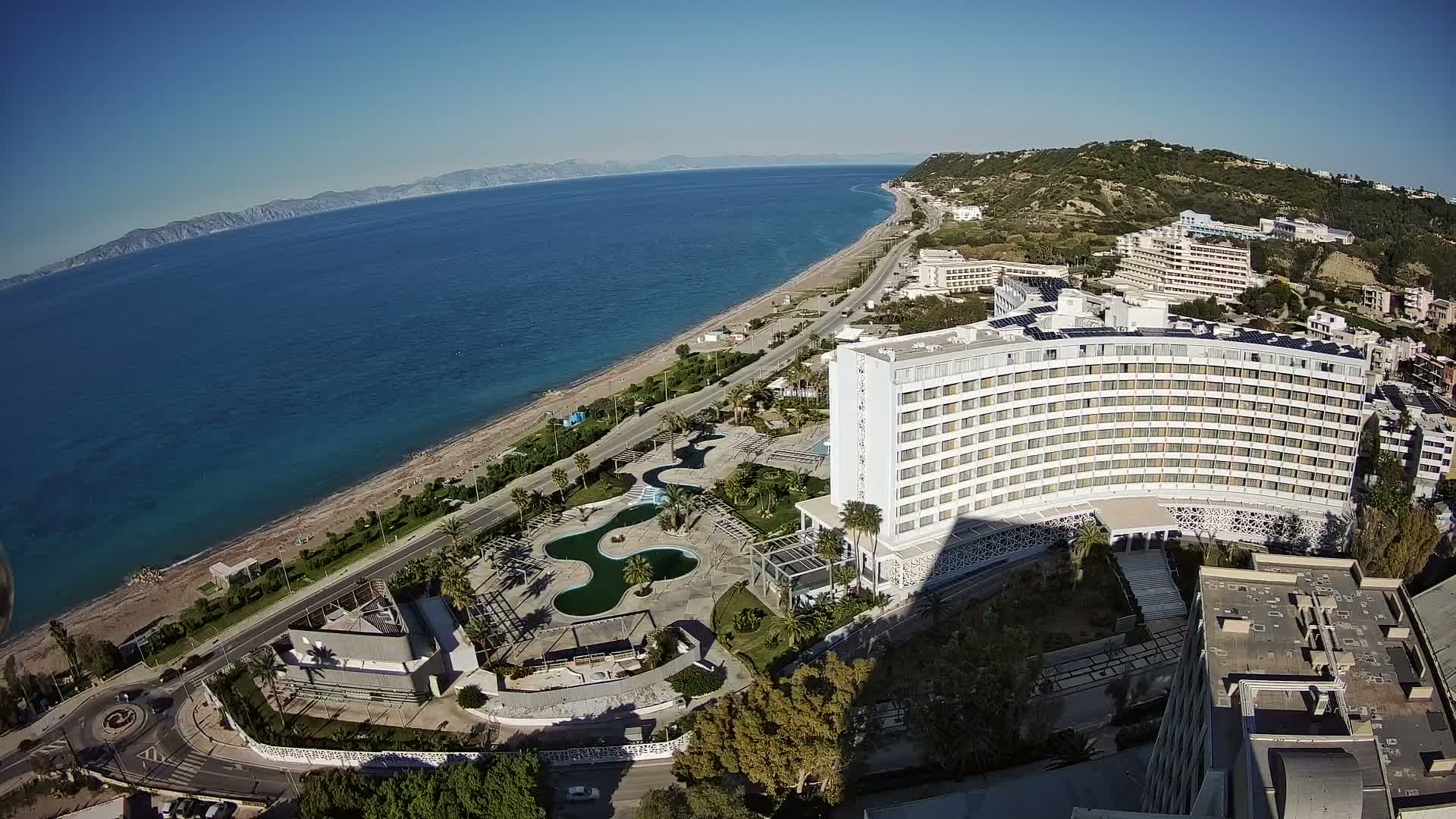 Rhodes, Paralia Ixia Beach Live Cam - Ialysos, Rhodes (Ródos), Dodacanese, South Aegean (Periféreia Notíou Aigaíou), Greece