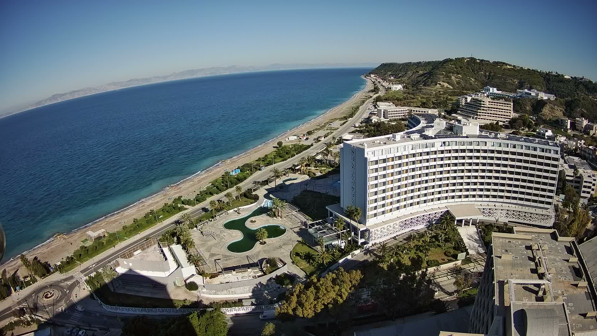 Rhodes, Paralia Ixia Beach Live Cam - Ialysos, Rhodes (Ródos), Dodacanese, South Aegean (Periféreia Notíou Aigaíou), Greece