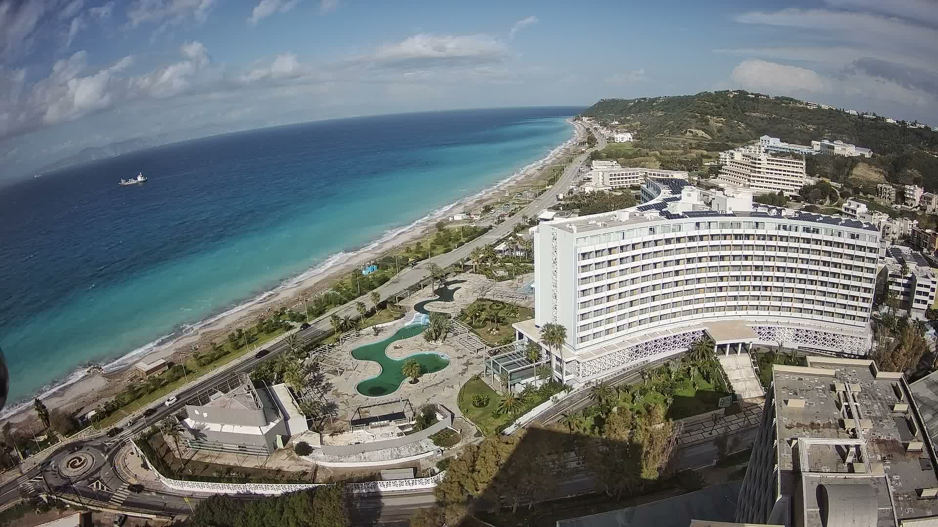 Rhodes, Paralia Ixia Beach Live Cam - Ialysos, Rhodes (Ródos), Dodacanese, South Aegean (Periféreia Notíou Aigaíou), Greece