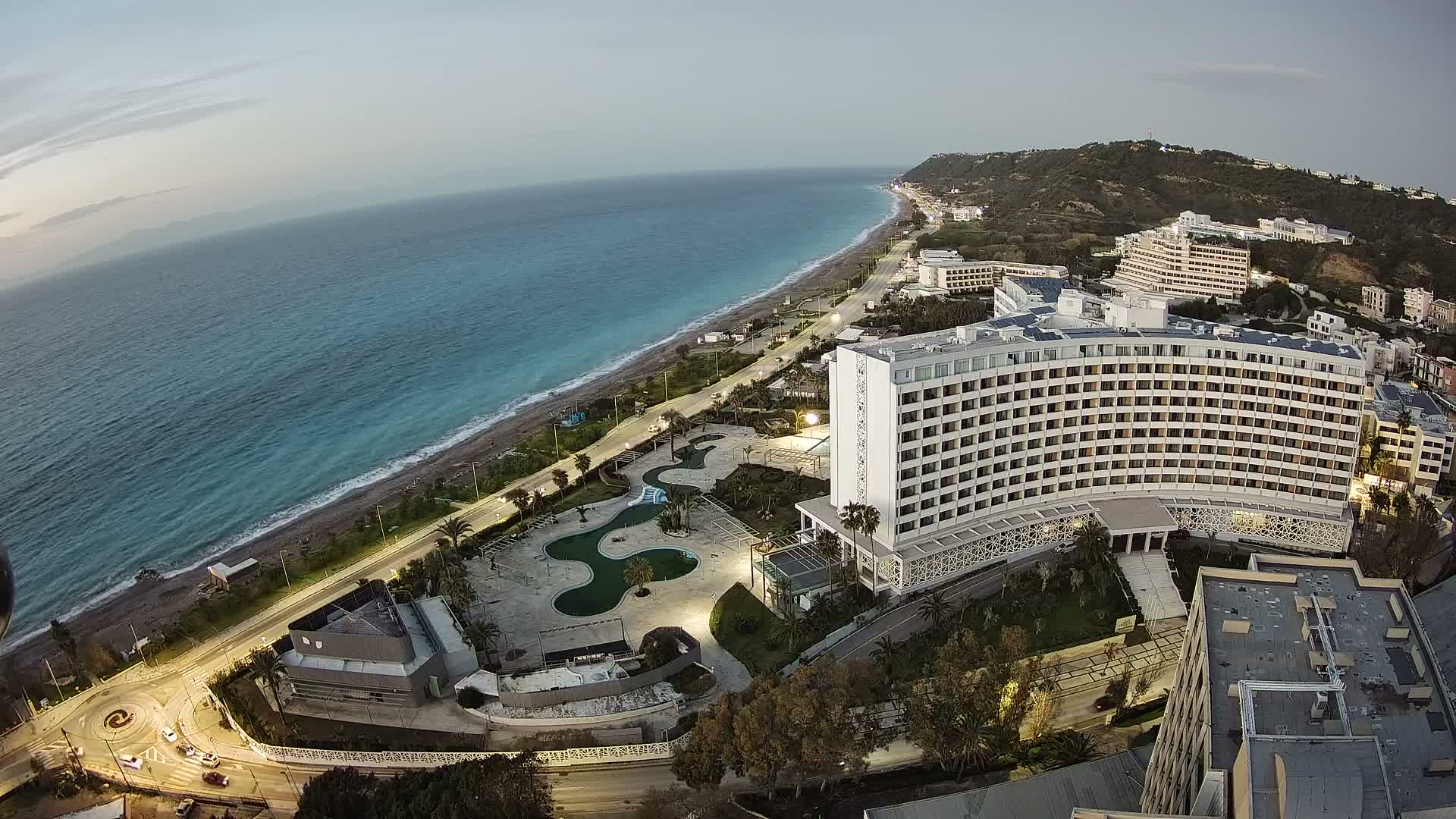 Rhodes, Paralia Ixia Beach Live Cam - Ialysos, Rhodes (Ródos), Dodacanese, South Aegean (Periféreia Notíou Aigaíou), Greece
