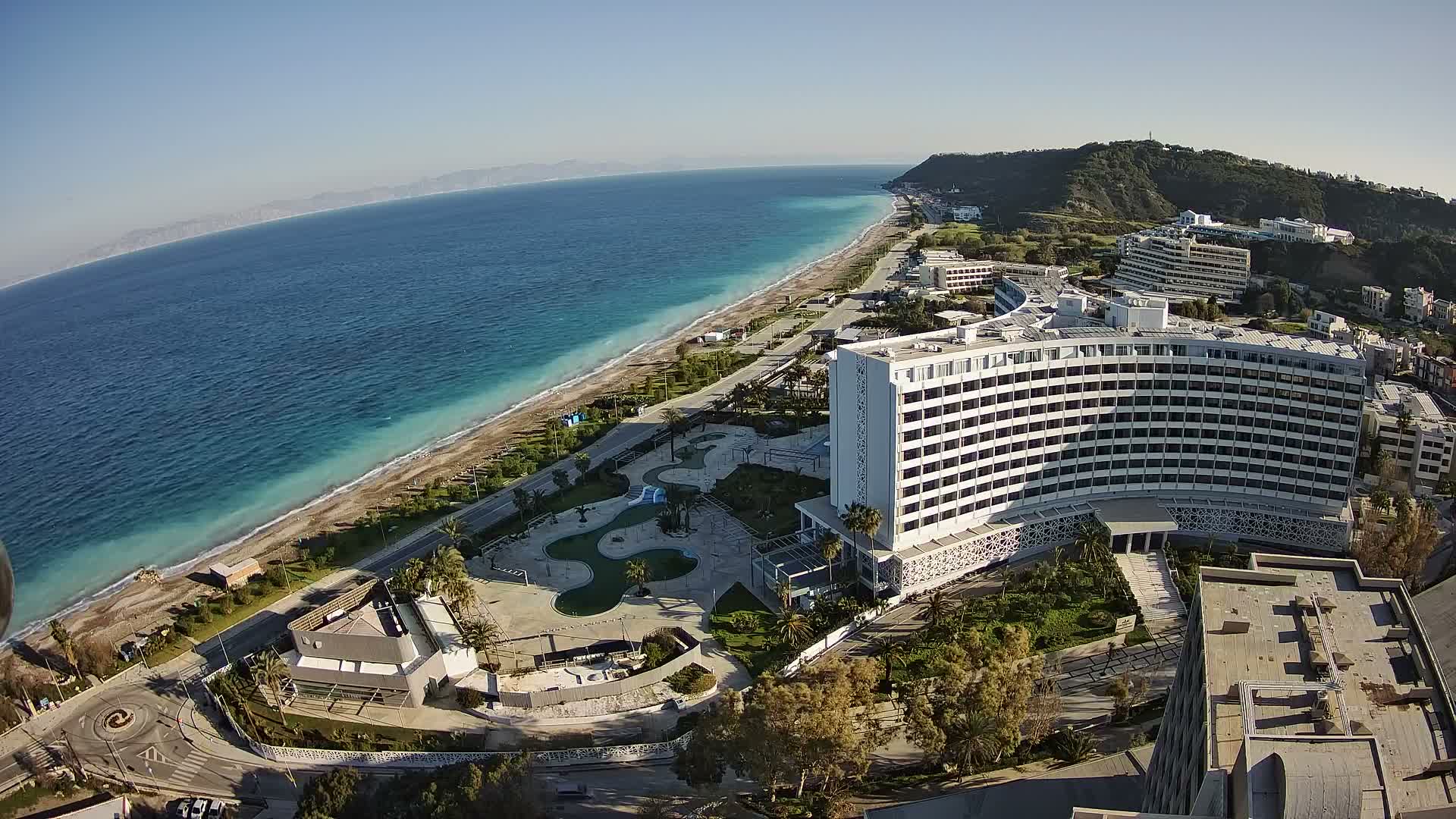 Rhodes, Paralia Ixia Beach Live Cam - Ialysos, Rhodes (Ródos), Dodacanese, South Aegean (Periféreia Notíou Aigaíou), Greece