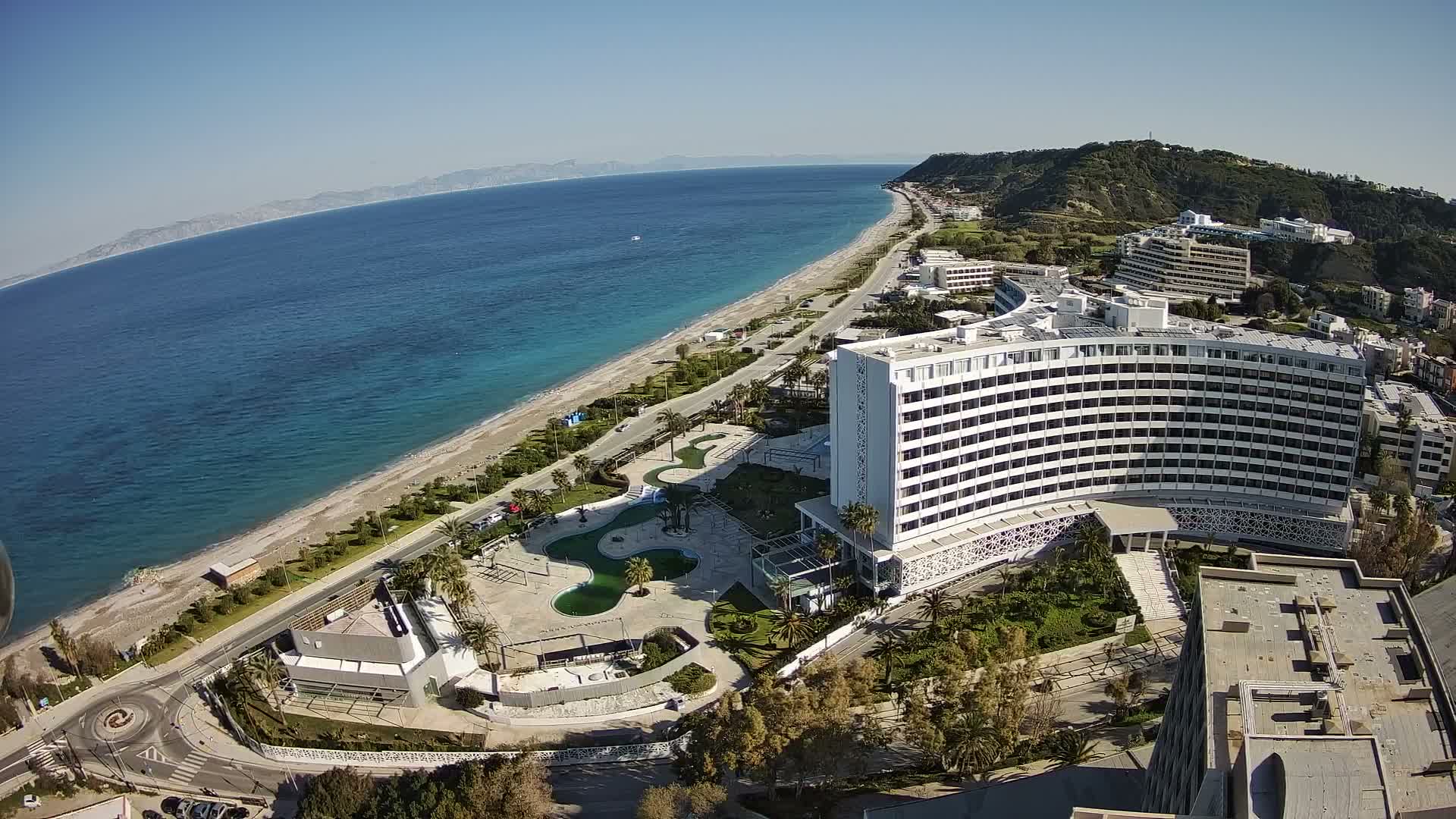 Rhodes, Paralia Ixia Beach Live Cam - Ialysos, Rhodes (Ródos), Dodacanese, South Aegean (Periféreia Notíou Aigaíou), Greece