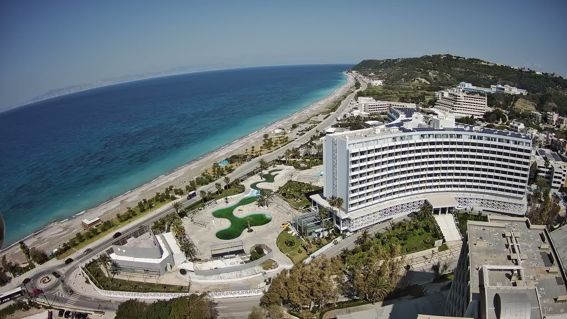 Rhodes, Paralia Ixia Beach Live Cam - Ialysos, Rhodes (Ródos), Dodacanese, South Aegean (Periféreia Notíou Aigaíou), Greece
